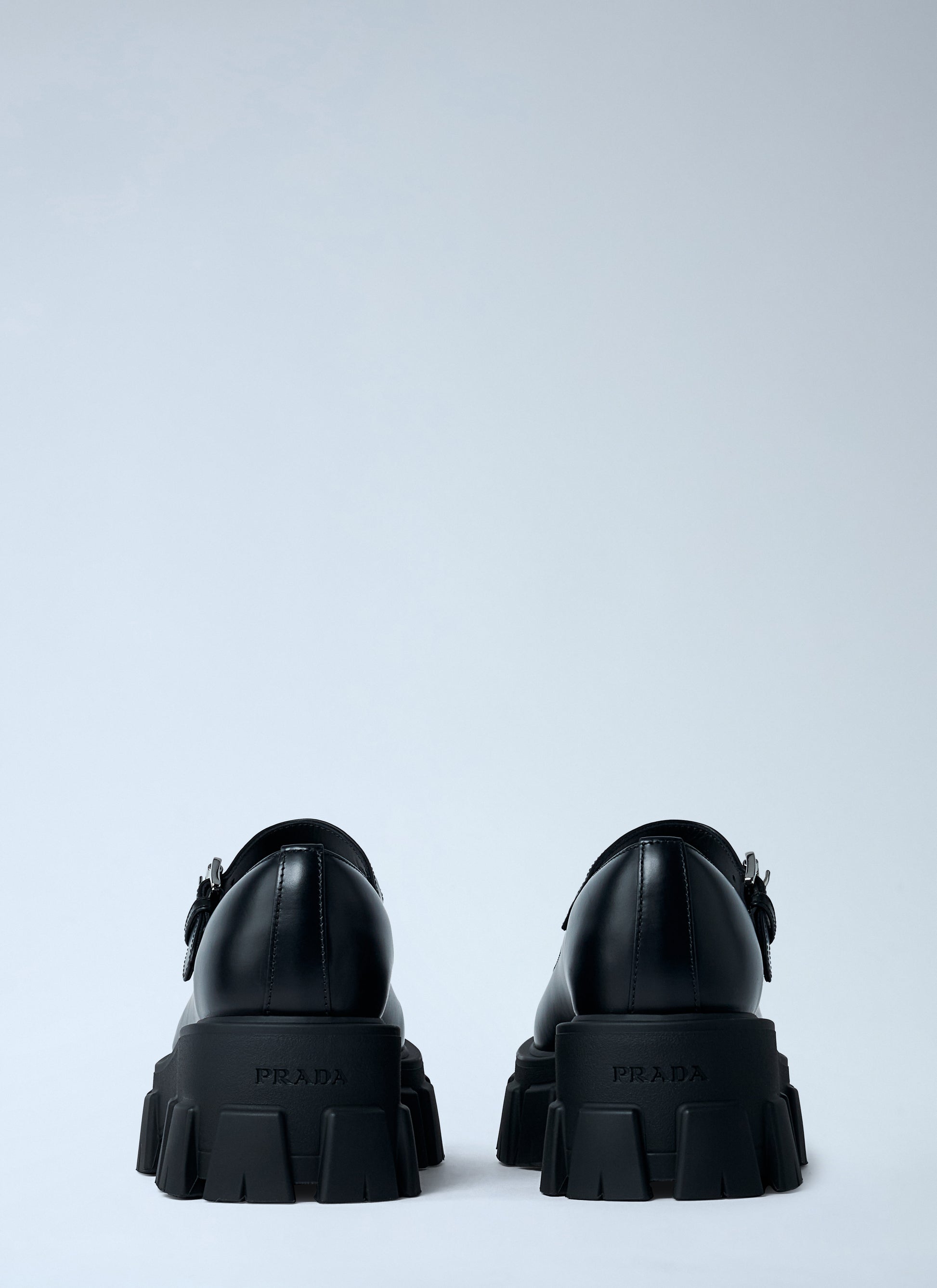 Prada Women Leather Logo Plaque Platform Flats PRADA
