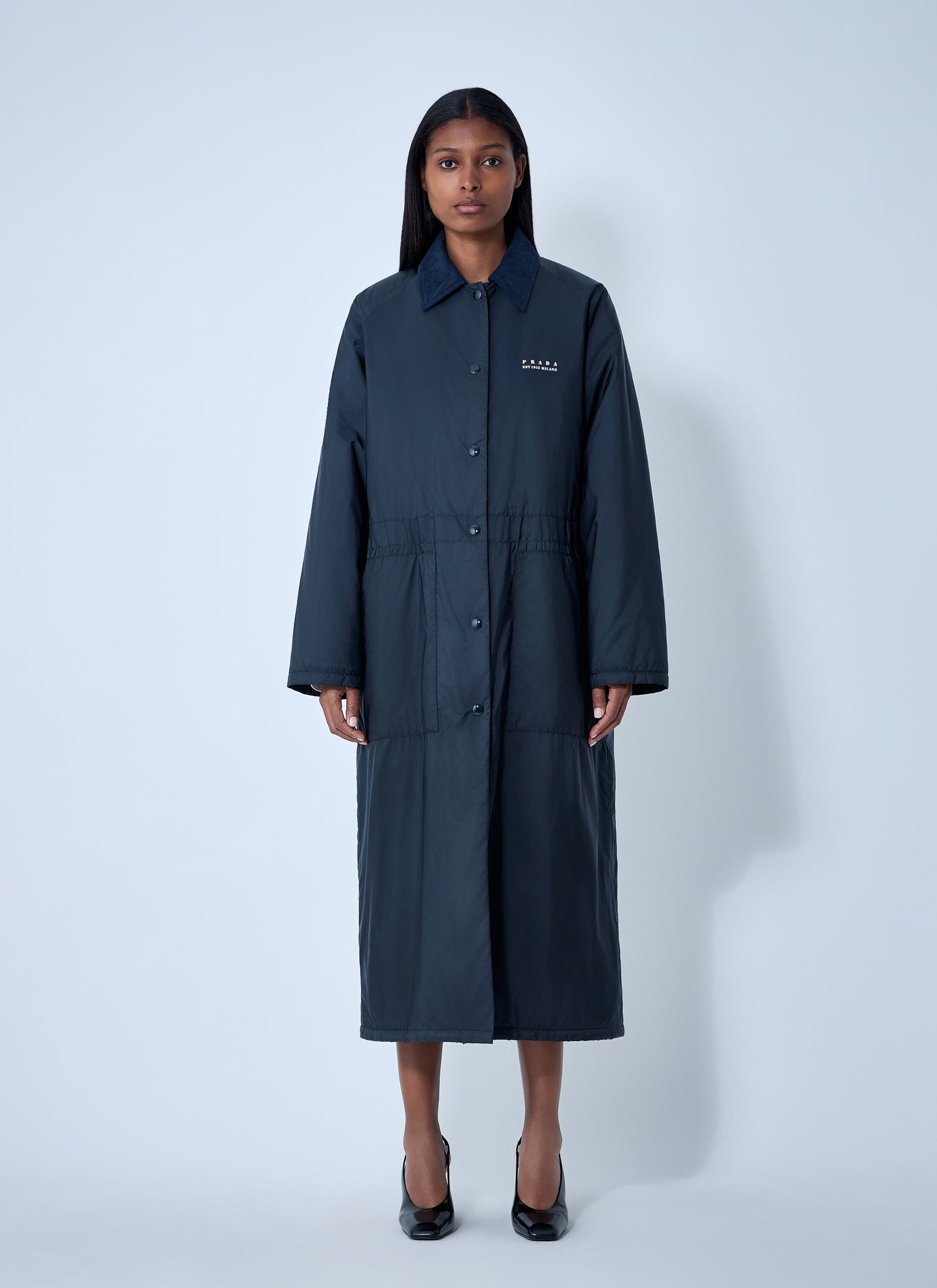 Prada Women Logo Print Long Coat PRADA