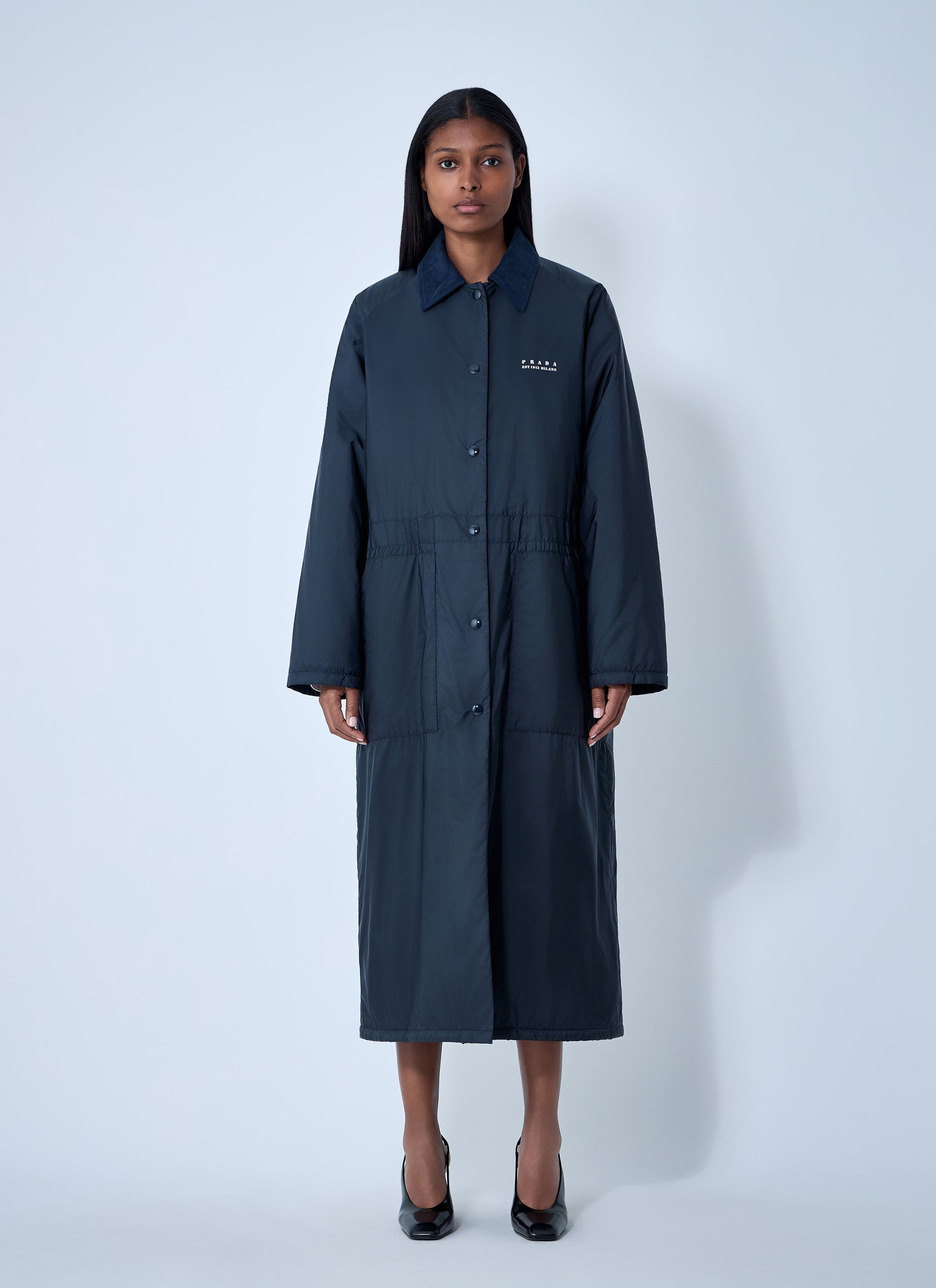 Prada Women Logo Print Long Coat PRADA