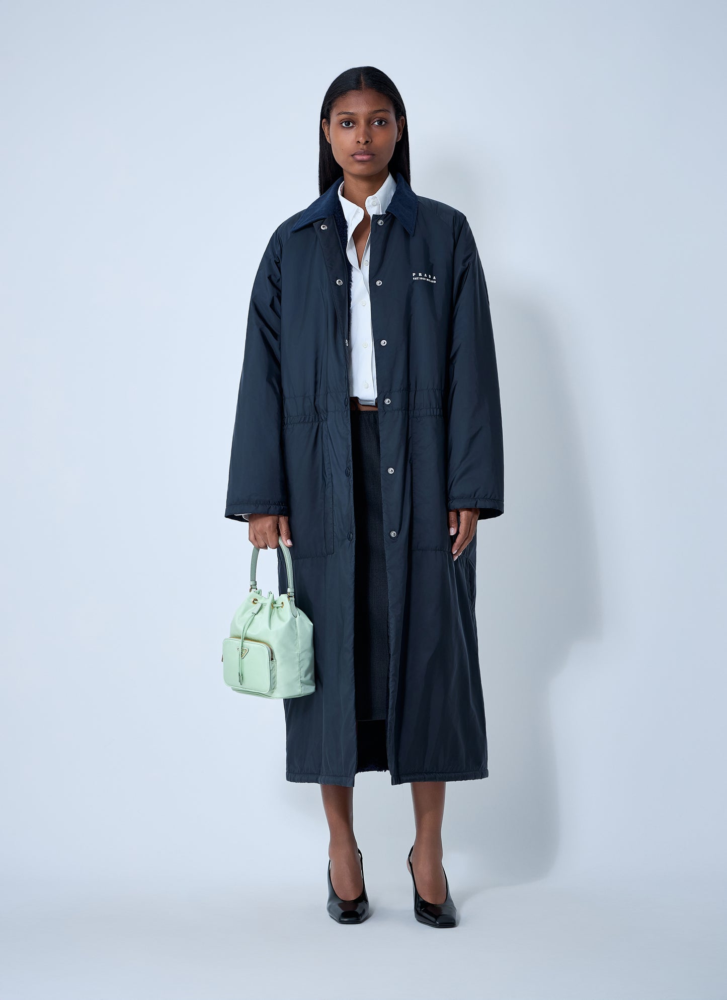 Prada Women Logo Print Long Coat PRADA