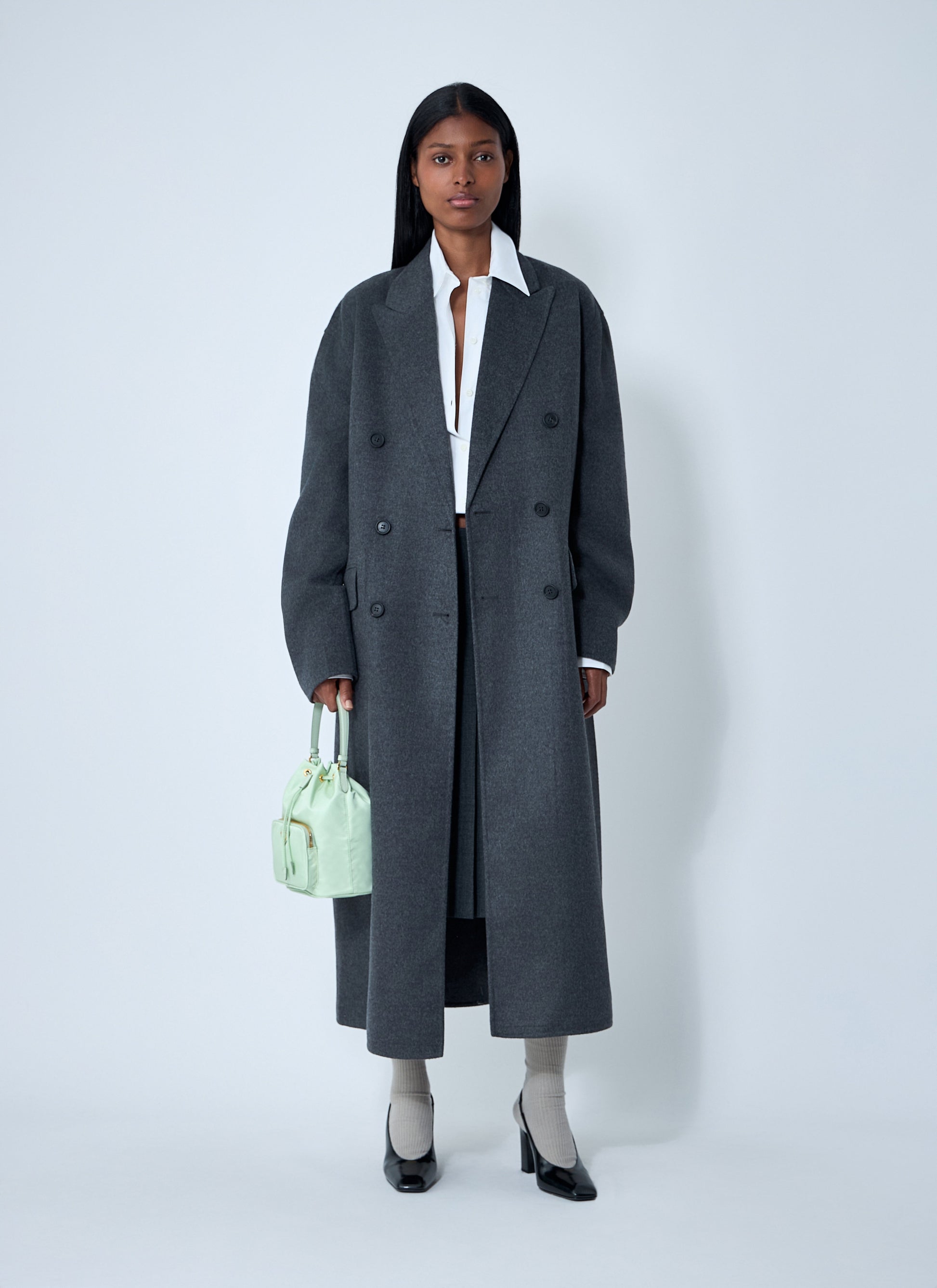 Prada Women Long Wool-Blend Coat PRADA