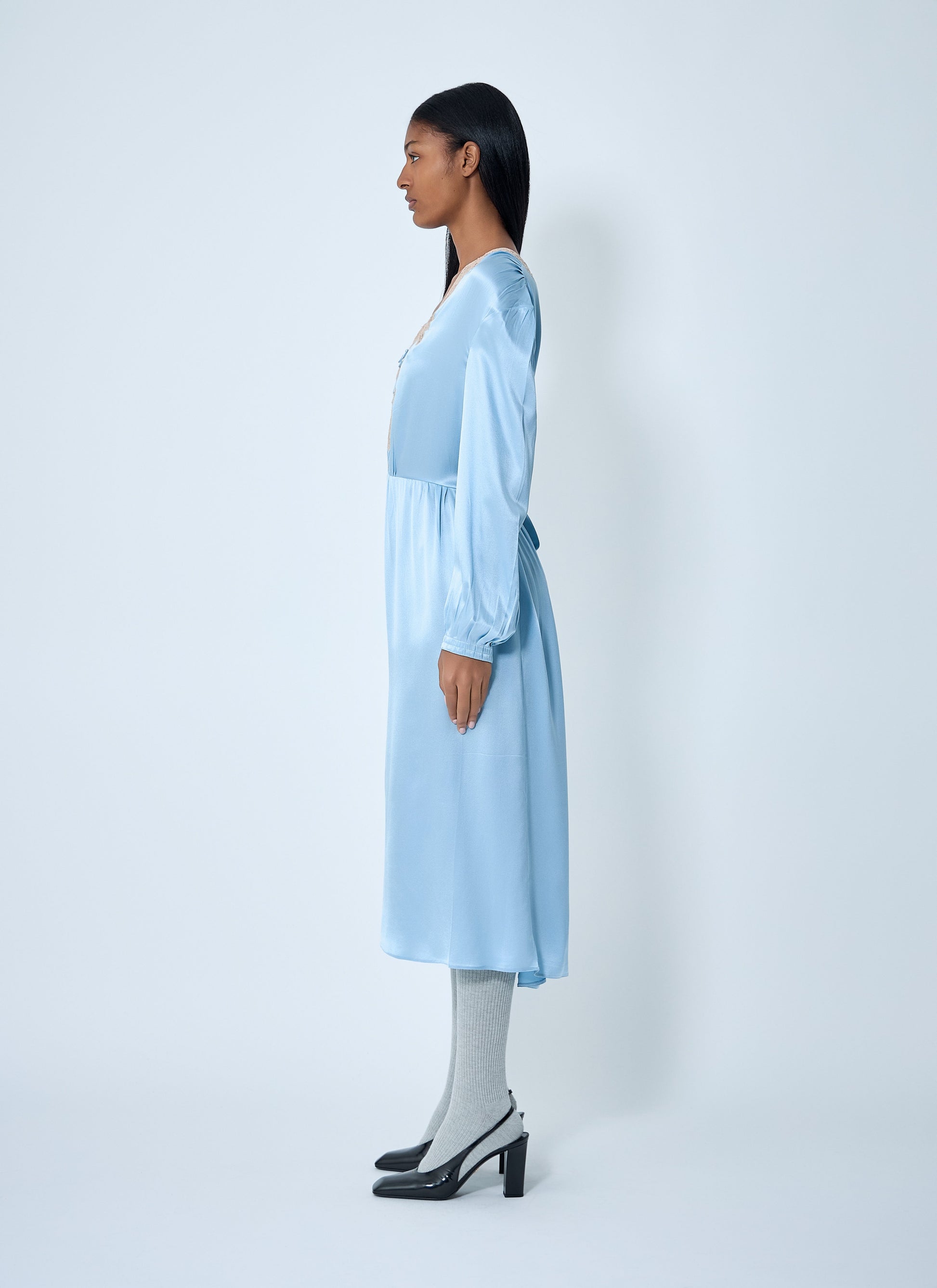 Prada Women Satin Crepe And Lace Dress PRADA