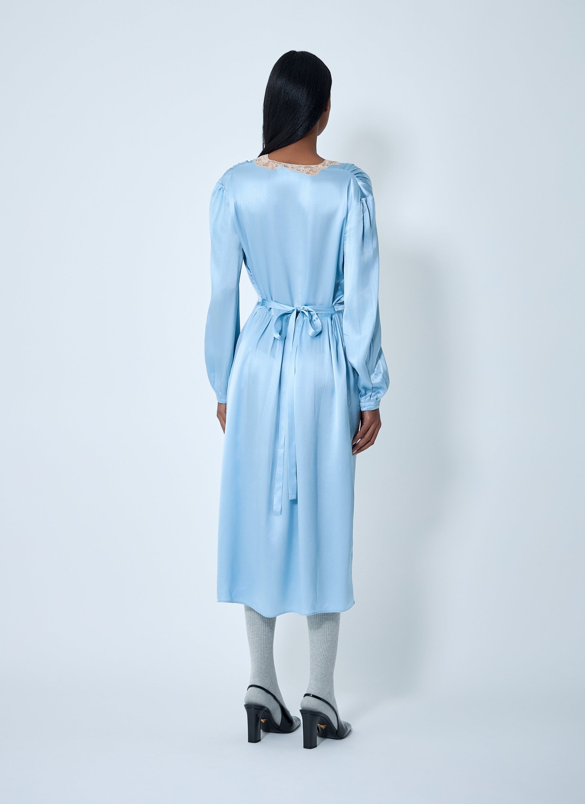 Prada Women Satin Crepe And Lace Dress PRADA
