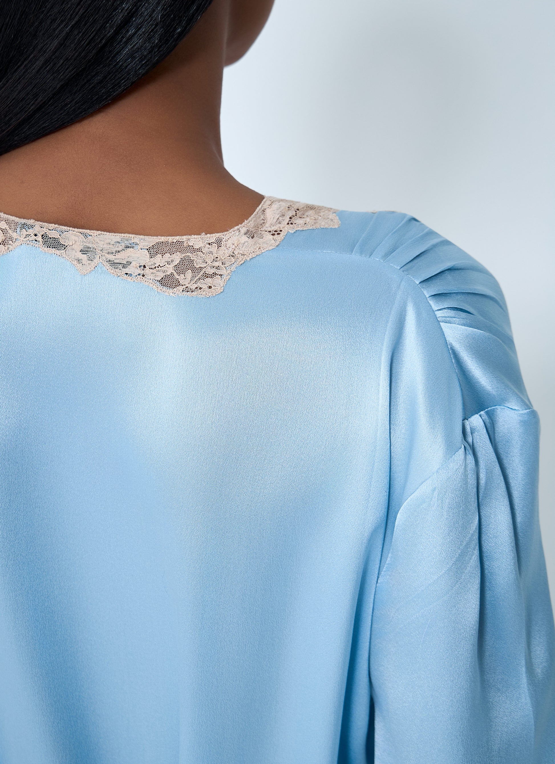 Prada Women Satin Crepe And Lace Dress PRADA