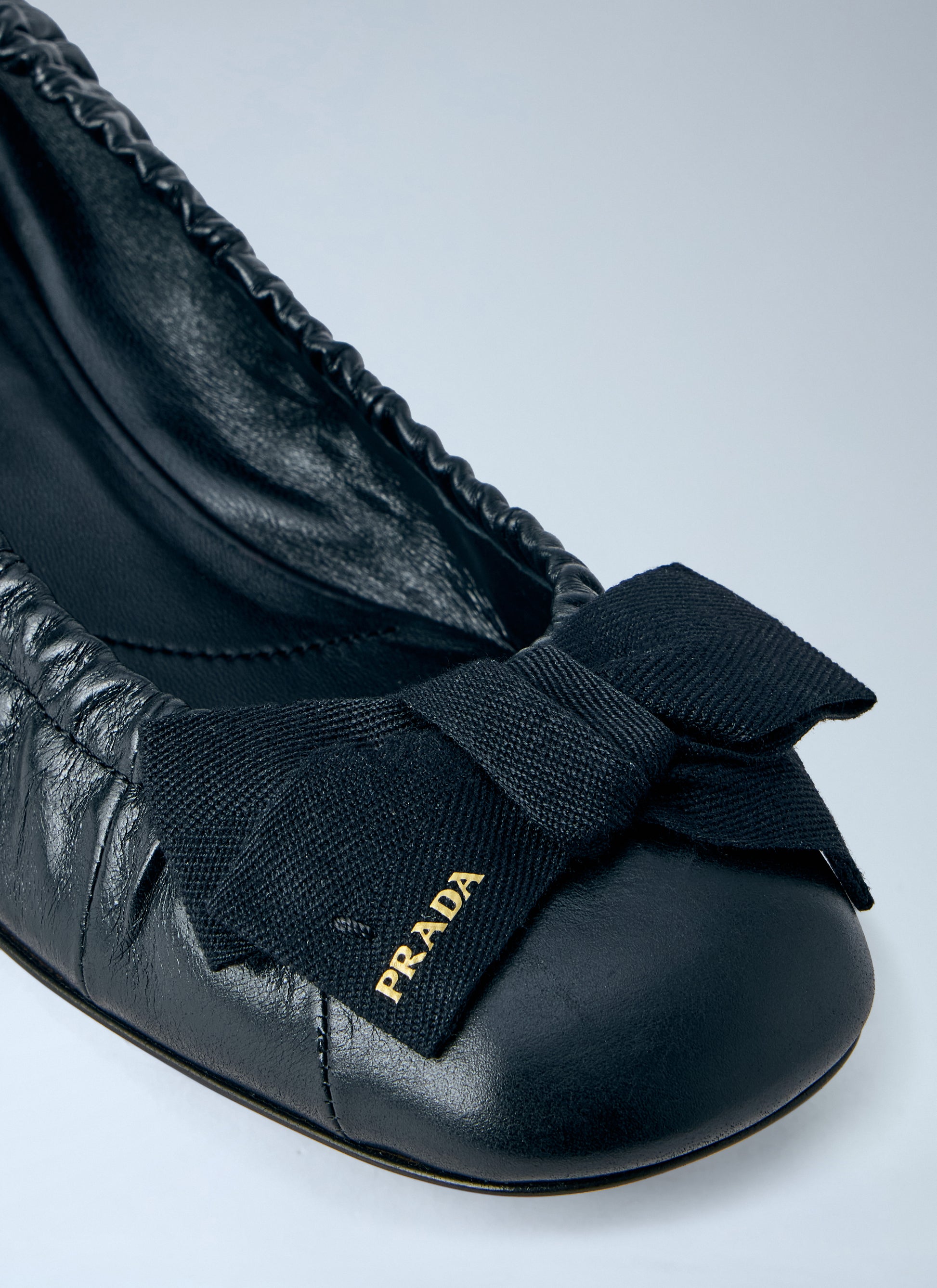 Prada Women Leather Bow Detail Ballet Flats PRADA
