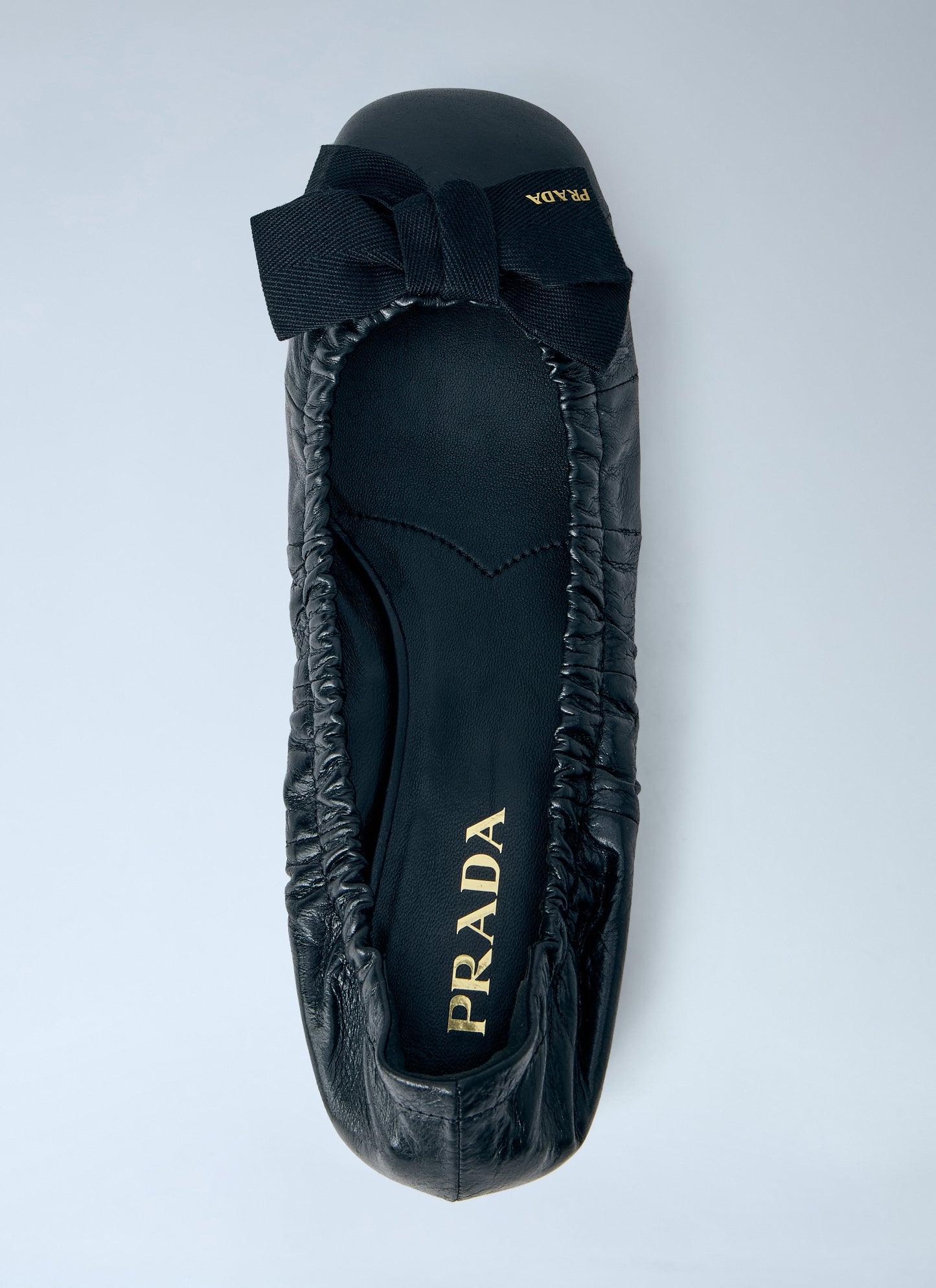 Prada Women Leather Bow Detail Ballet Flats PRADA