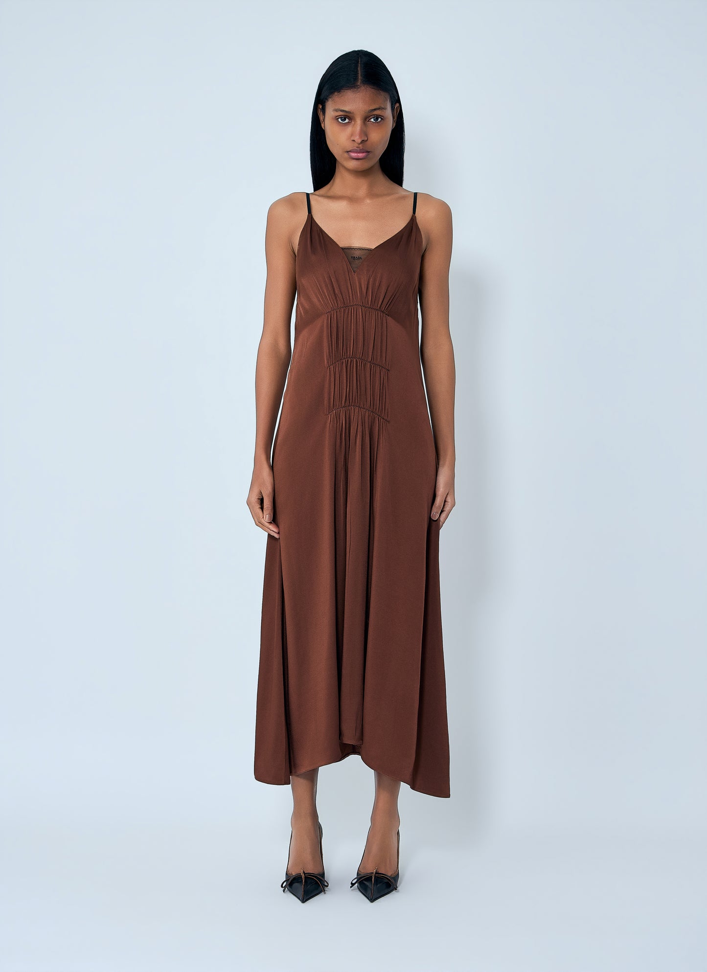 Prada Women Crepe Satin Midi Dress PRADA
