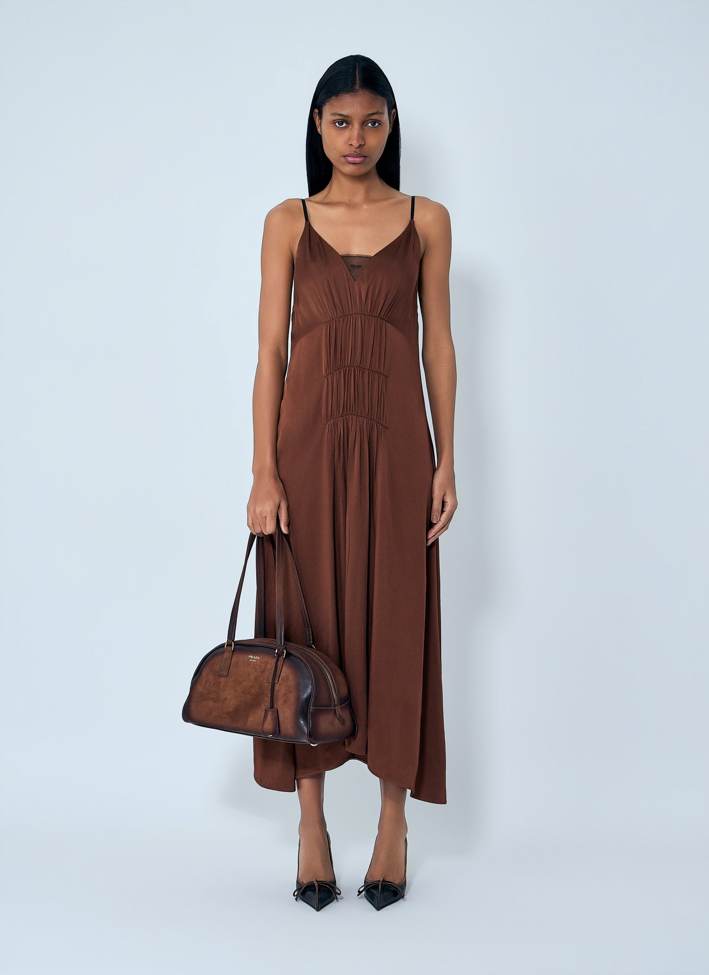 Prada Women Crepe Satin Midi Dress PRADA