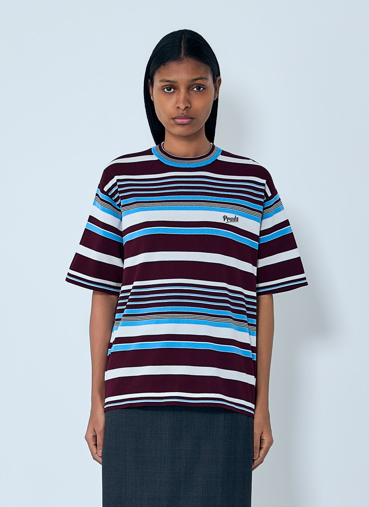 Prada Women Striped Crewneck T-Shirt PRADA