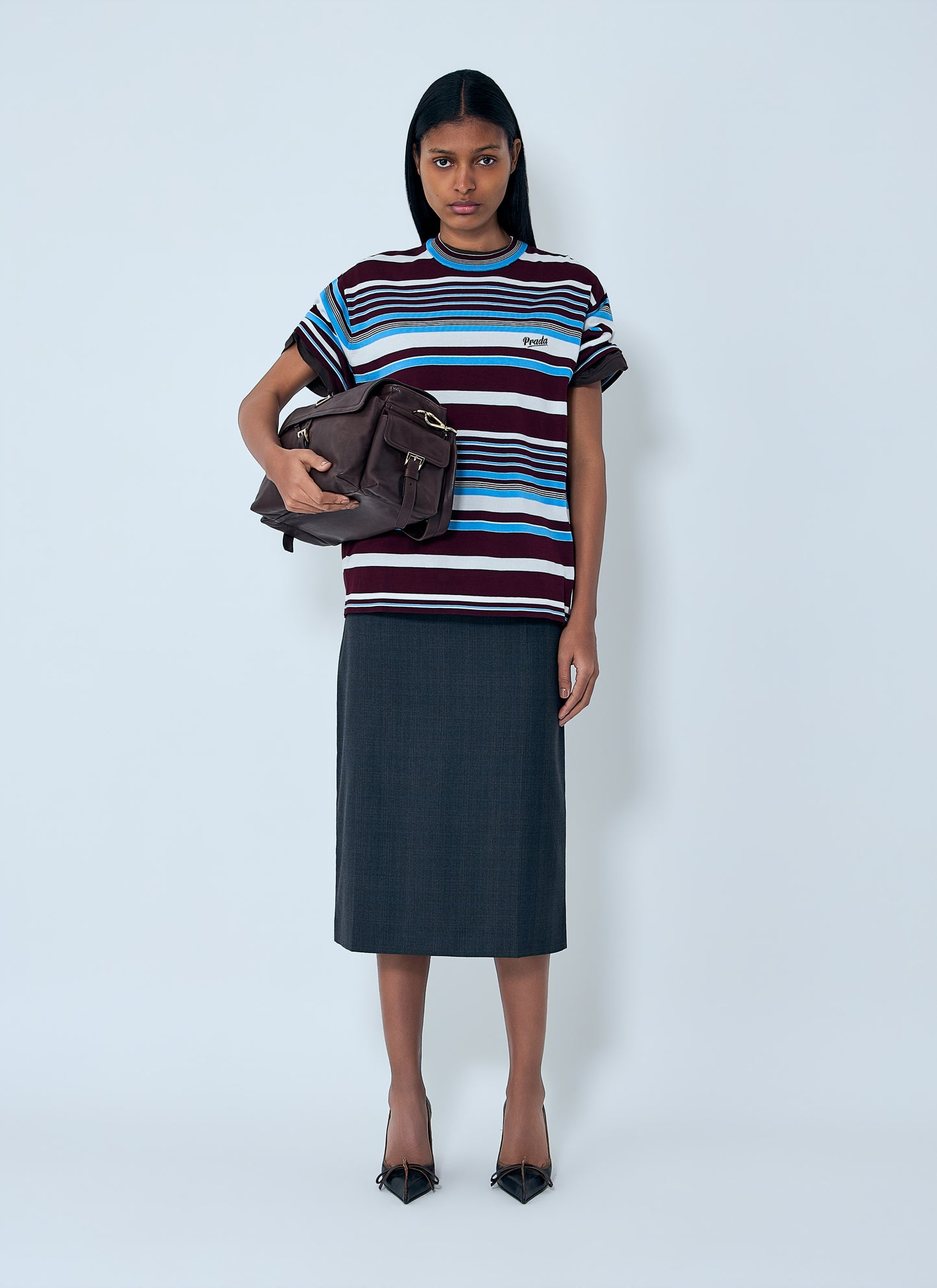 Prada Women Striped Crewneck T-Shirt PRADA
