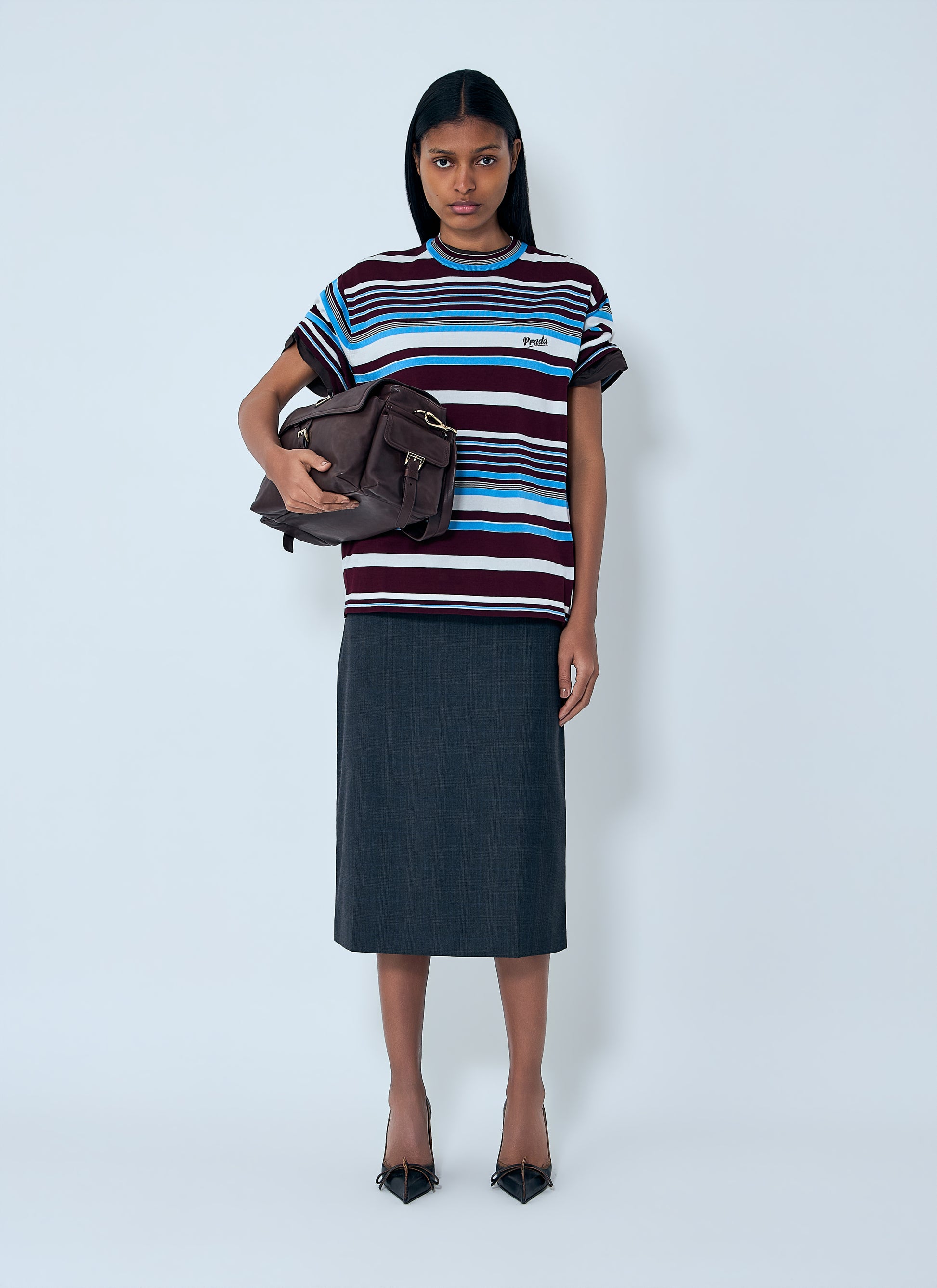 Prada Women Striped Crewneck T-Shirt PRADA