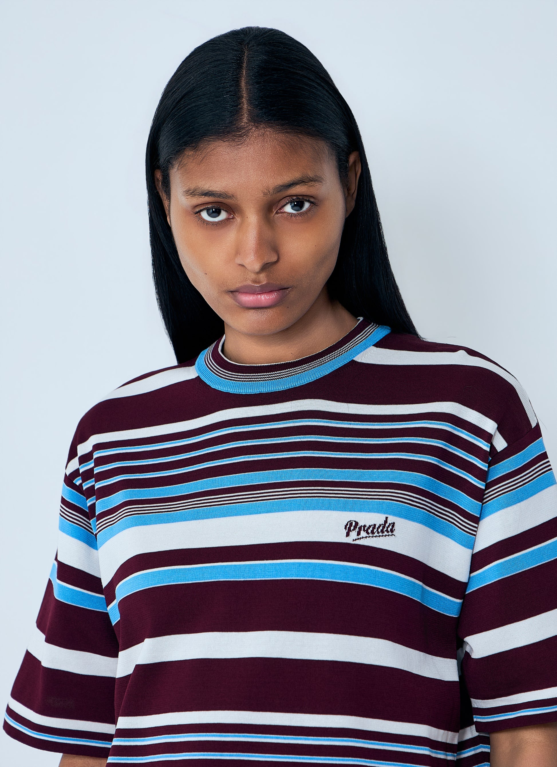 Prada Women Striped Crewneck T-Shirt PRADA