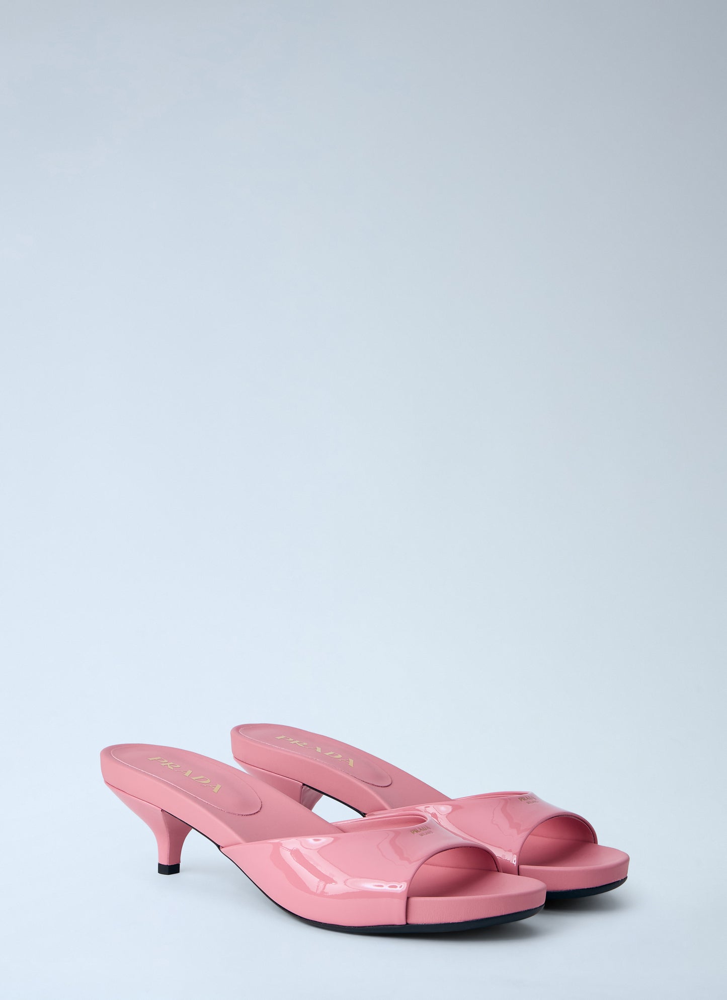 Prada Women Patent Leather Kitten Heel Mules PRADA