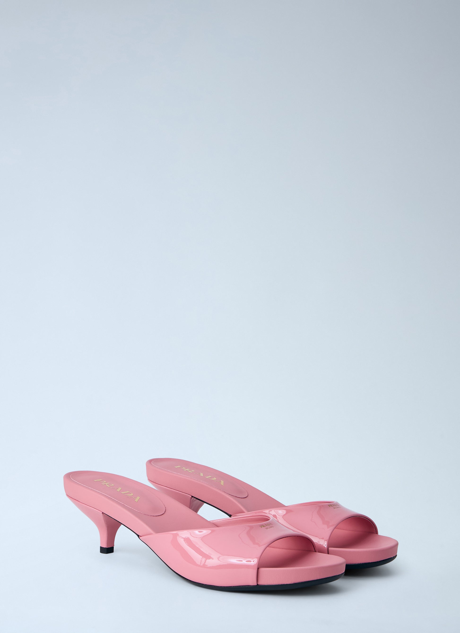 Prada Women Patent Leather Kitten Heel Mules PRADA