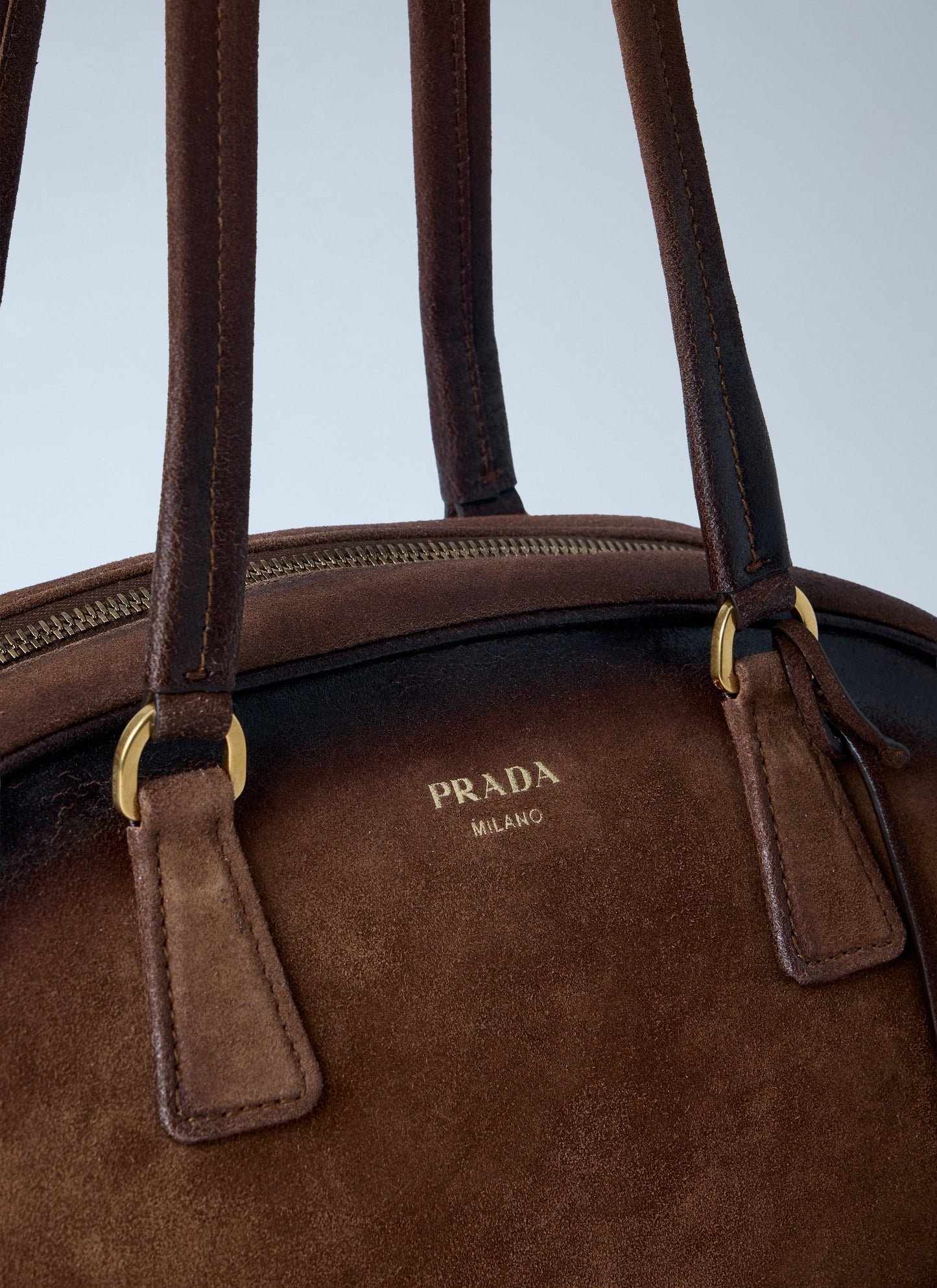 Prada Women Bowling Medium Suede Handbag PRADA