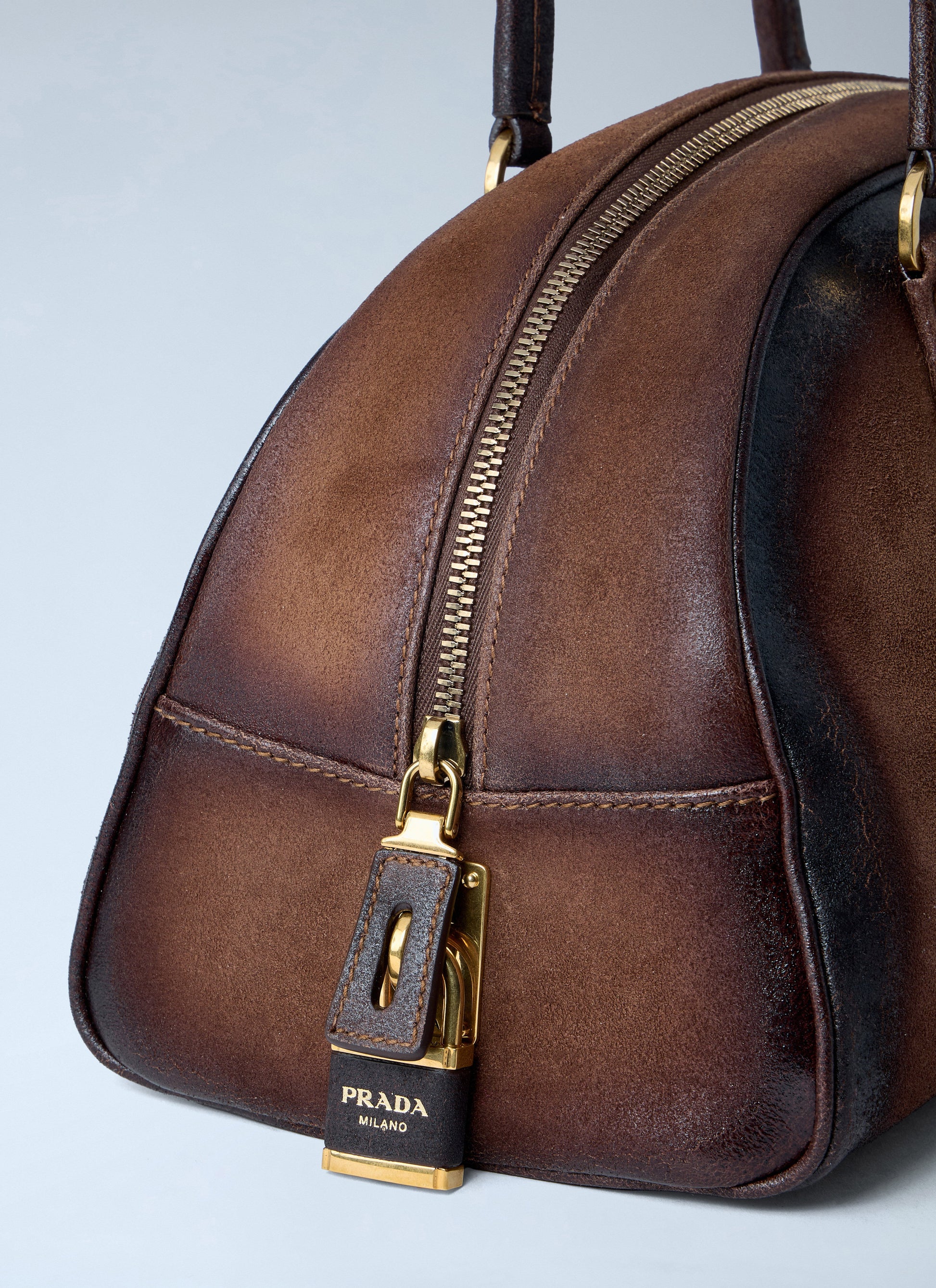 Prada Women Bowling Medium Suede Handbag PRADA