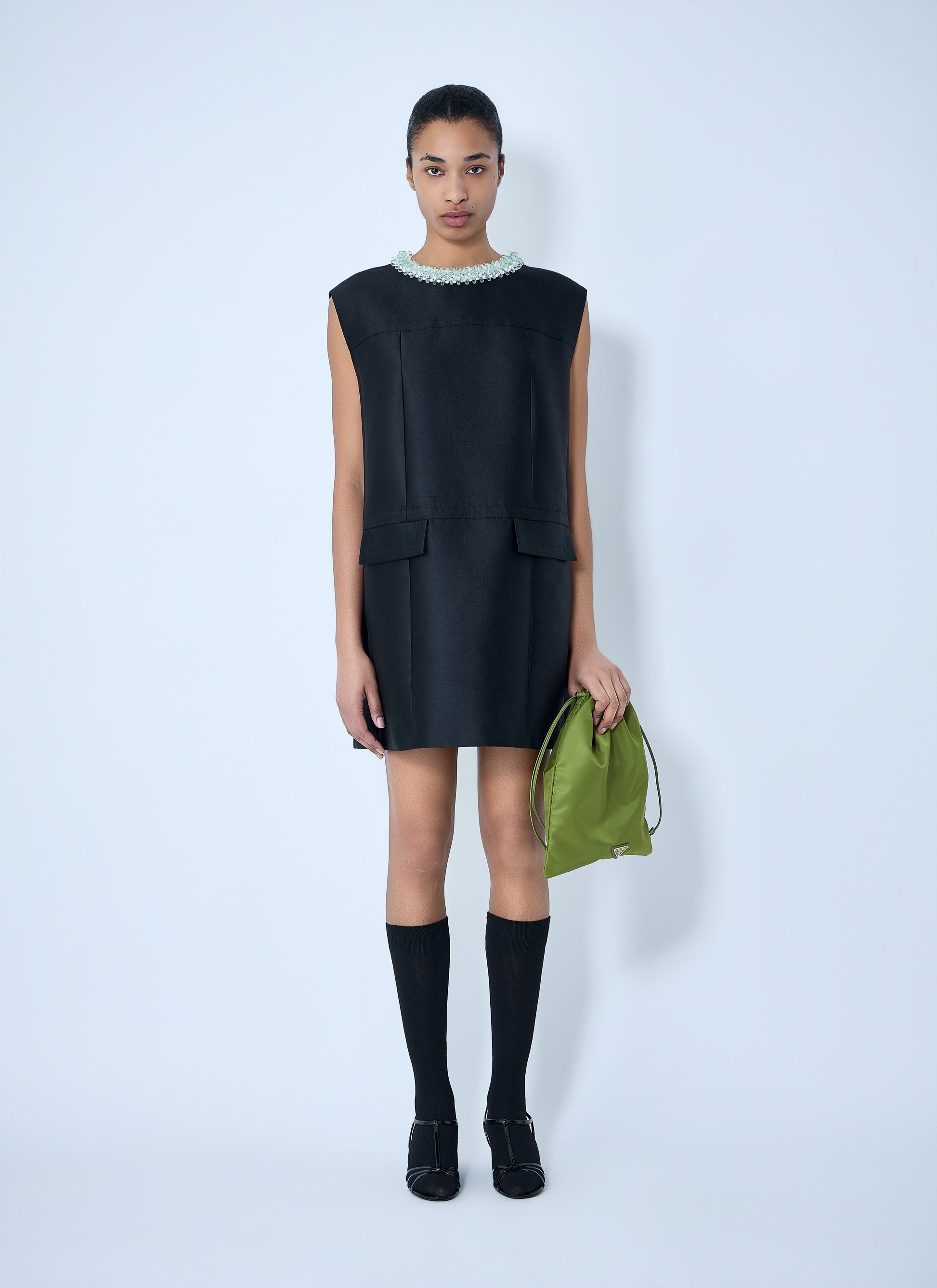 Prada Women Embellished Neckline Sleeveless Dress PRADA