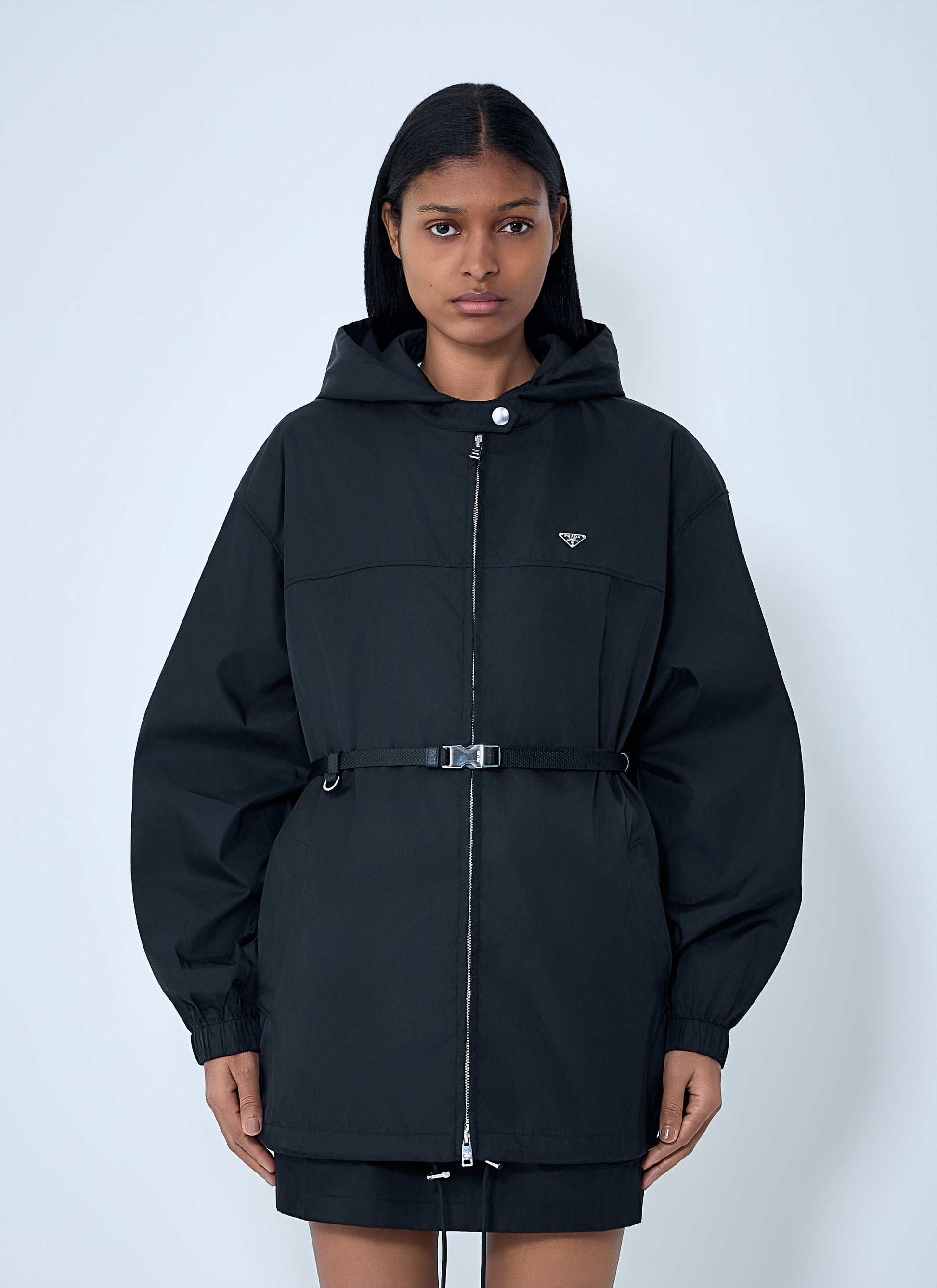 Prada Women Re-Nylon Hooded Belted Anorak Jacket PRADA