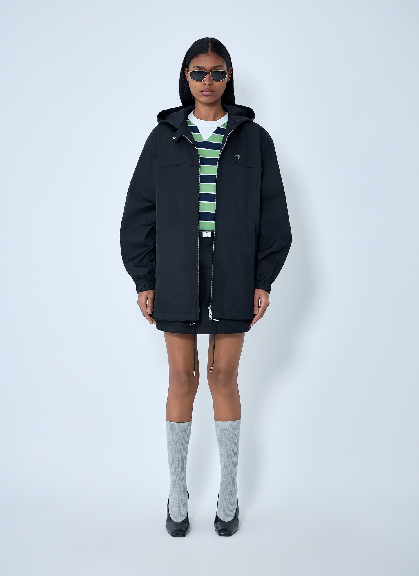 Prada Women Re-Nylon Hooded Belted Anorak Jacket PRADA