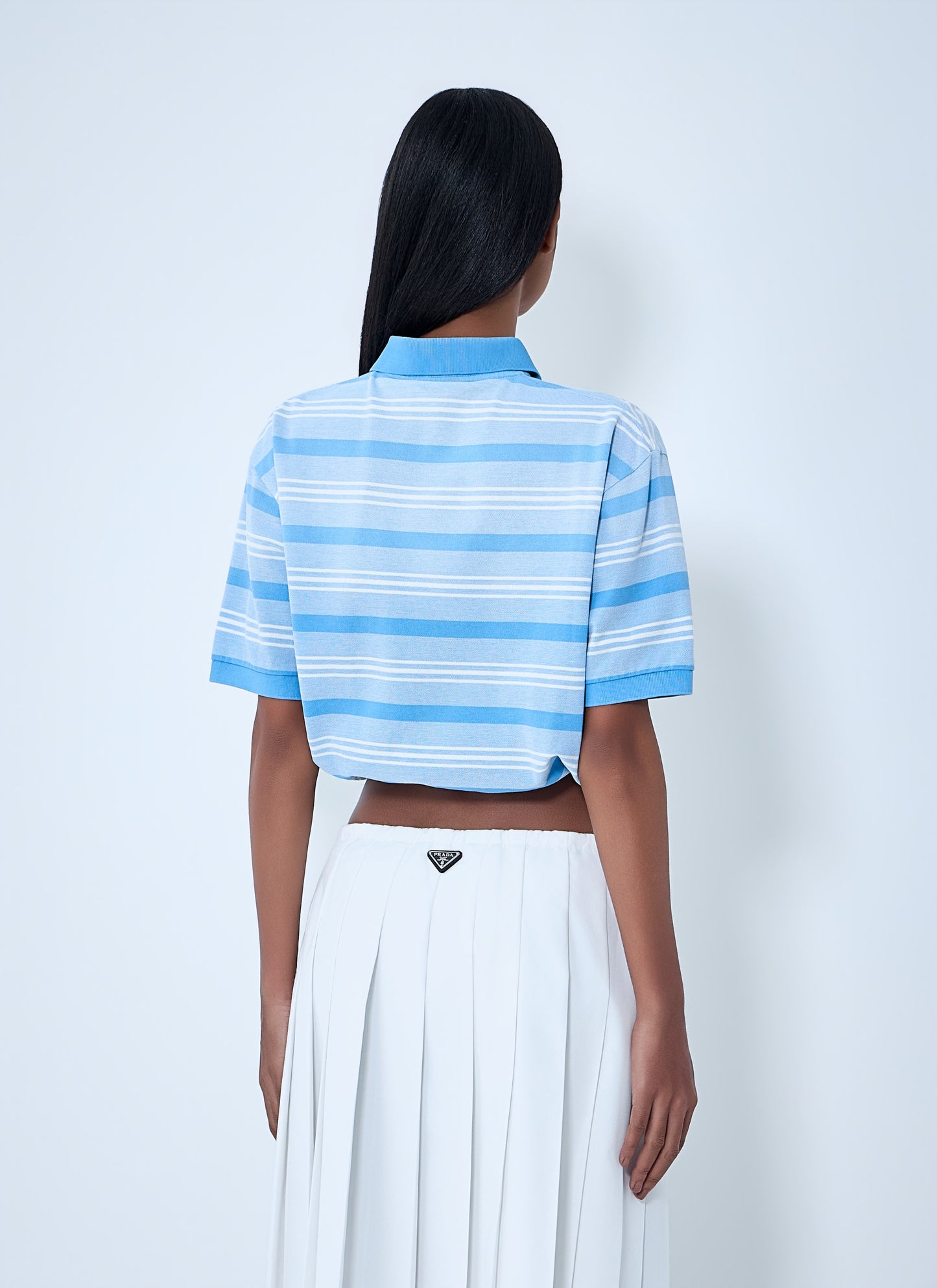 Prada Women Striped Polo Shirt With Drawstring Hem PRADA