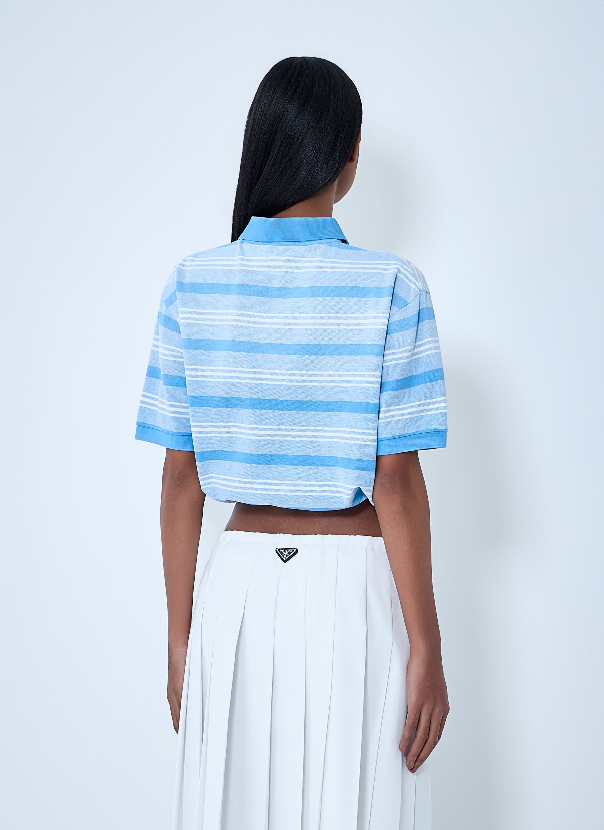 Prada Women Striped Polo Shirt With Drawstring Hem PRADA