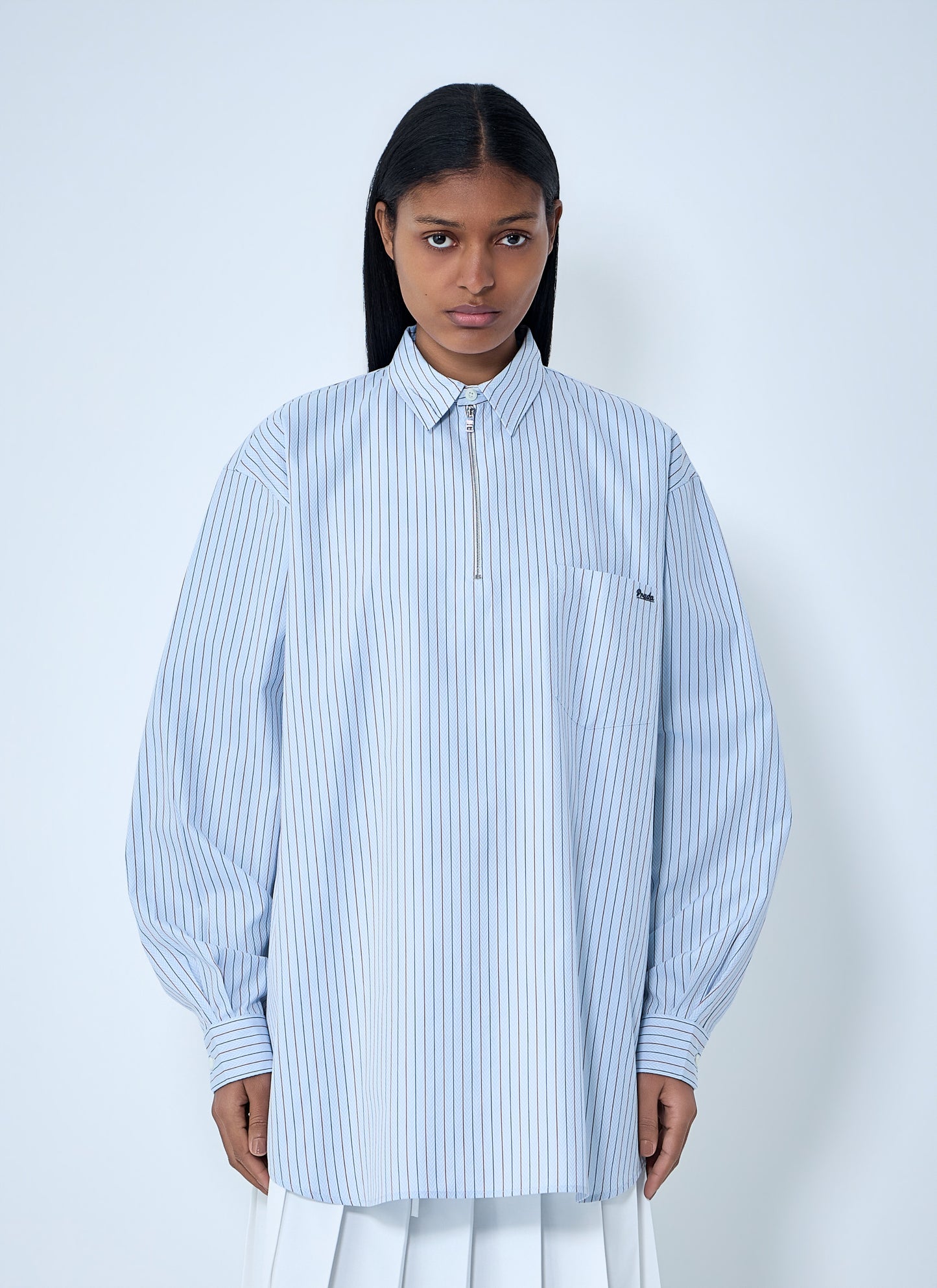 Prada Women Half-Zip Pinstripe Shirt PRADA