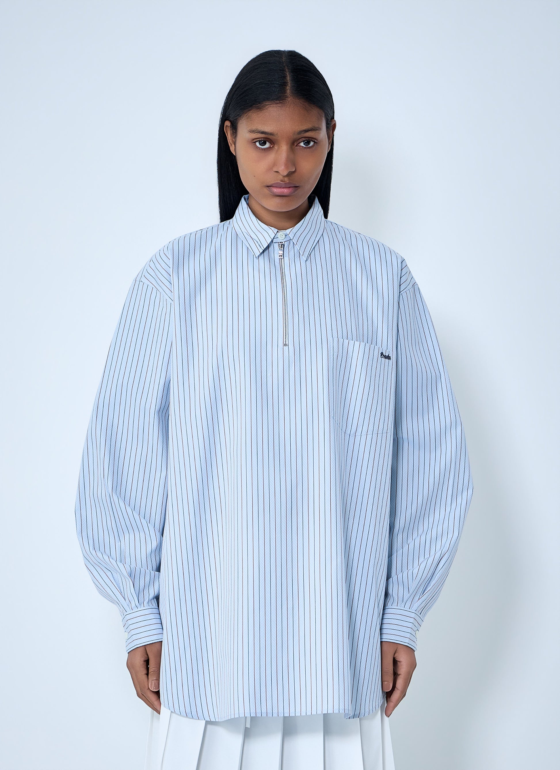Prada Women Half-Zip Pinstripe Shirt PRADA