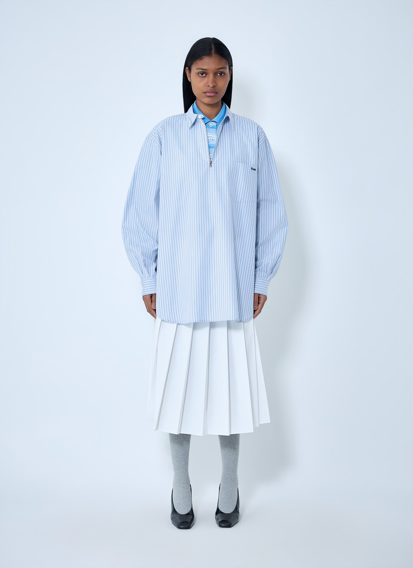 Prada Women Half-Zip Pinstripe Shirt PRADA
