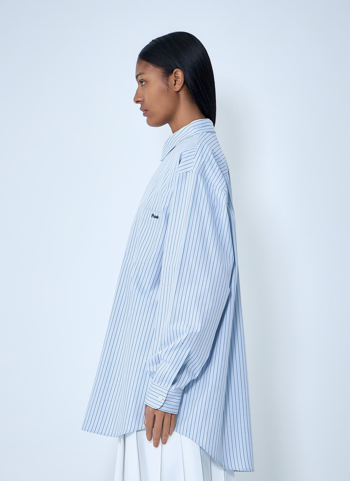 Prada Women Half-Zip Pinstripe Shirt PRADA
