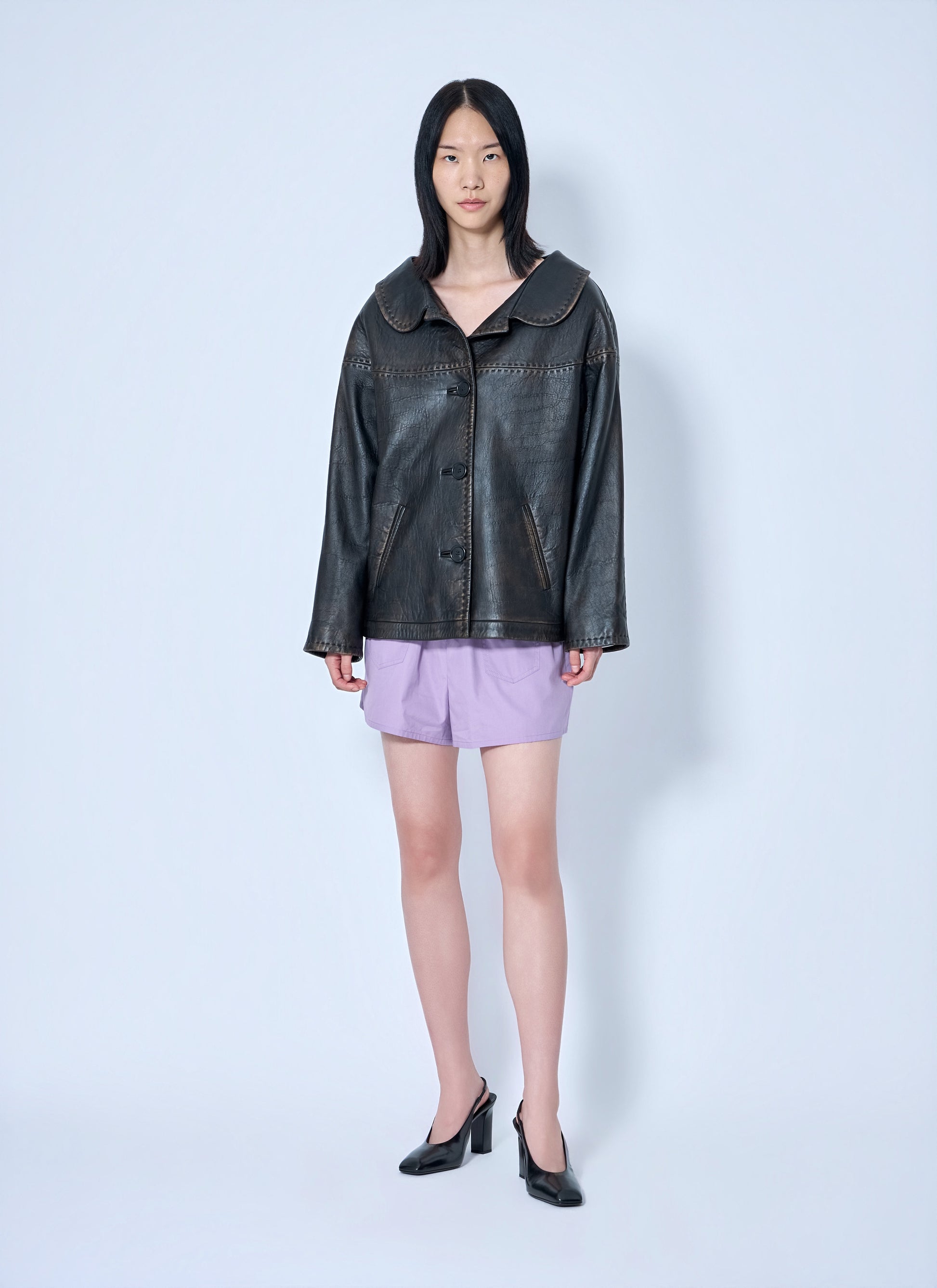Prada Women Leather Button-Up Jacket PRADA