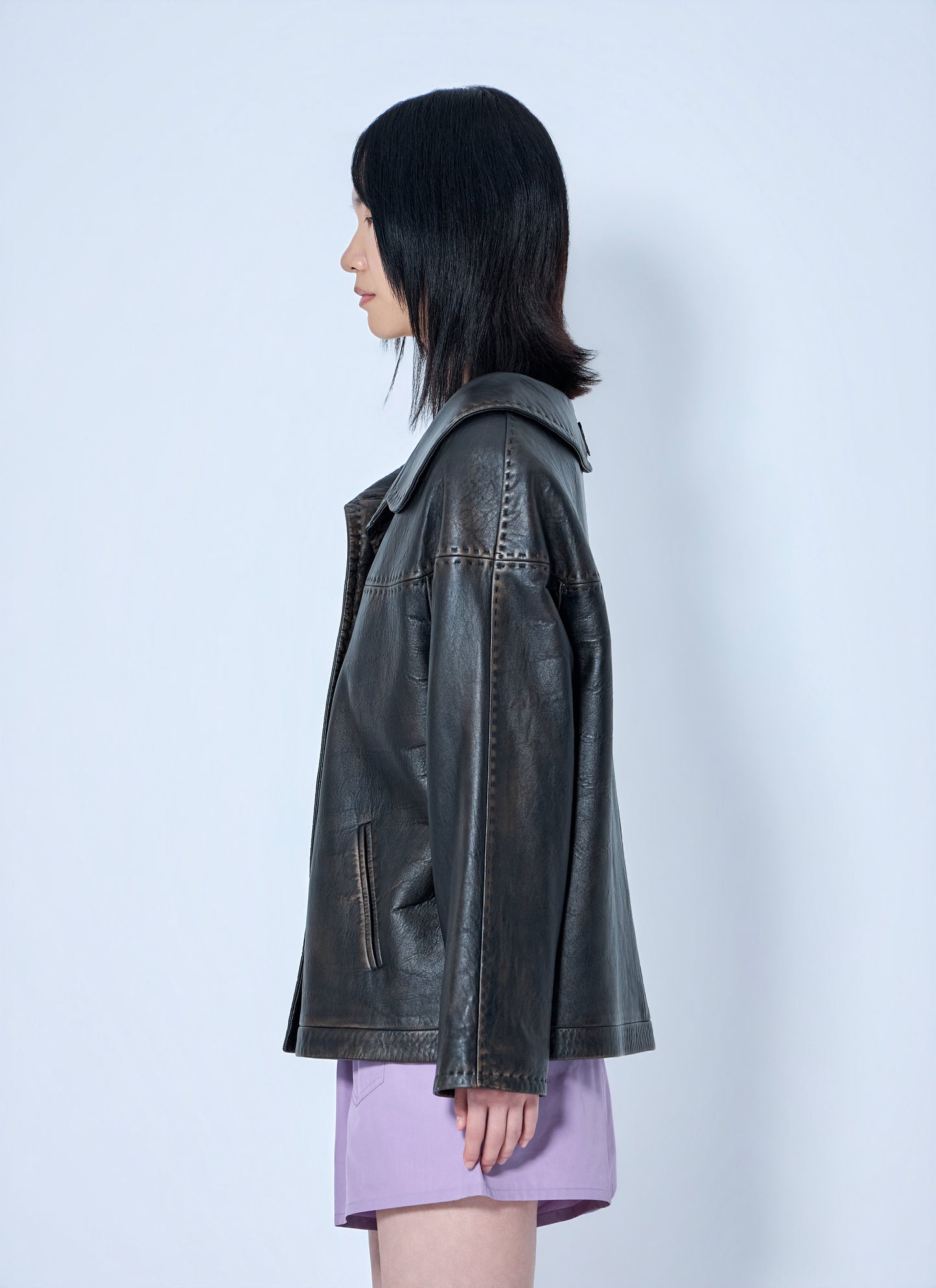 Prada Women Leather Button-Up Jacket PRADA