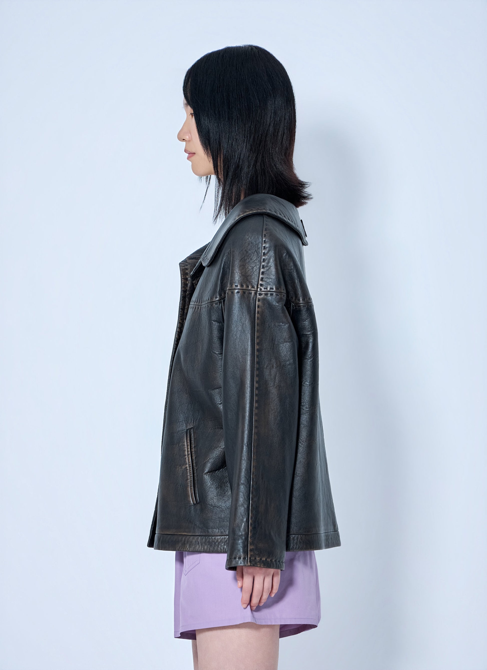 Prada Women Leather Button-Up Jacket PRADA