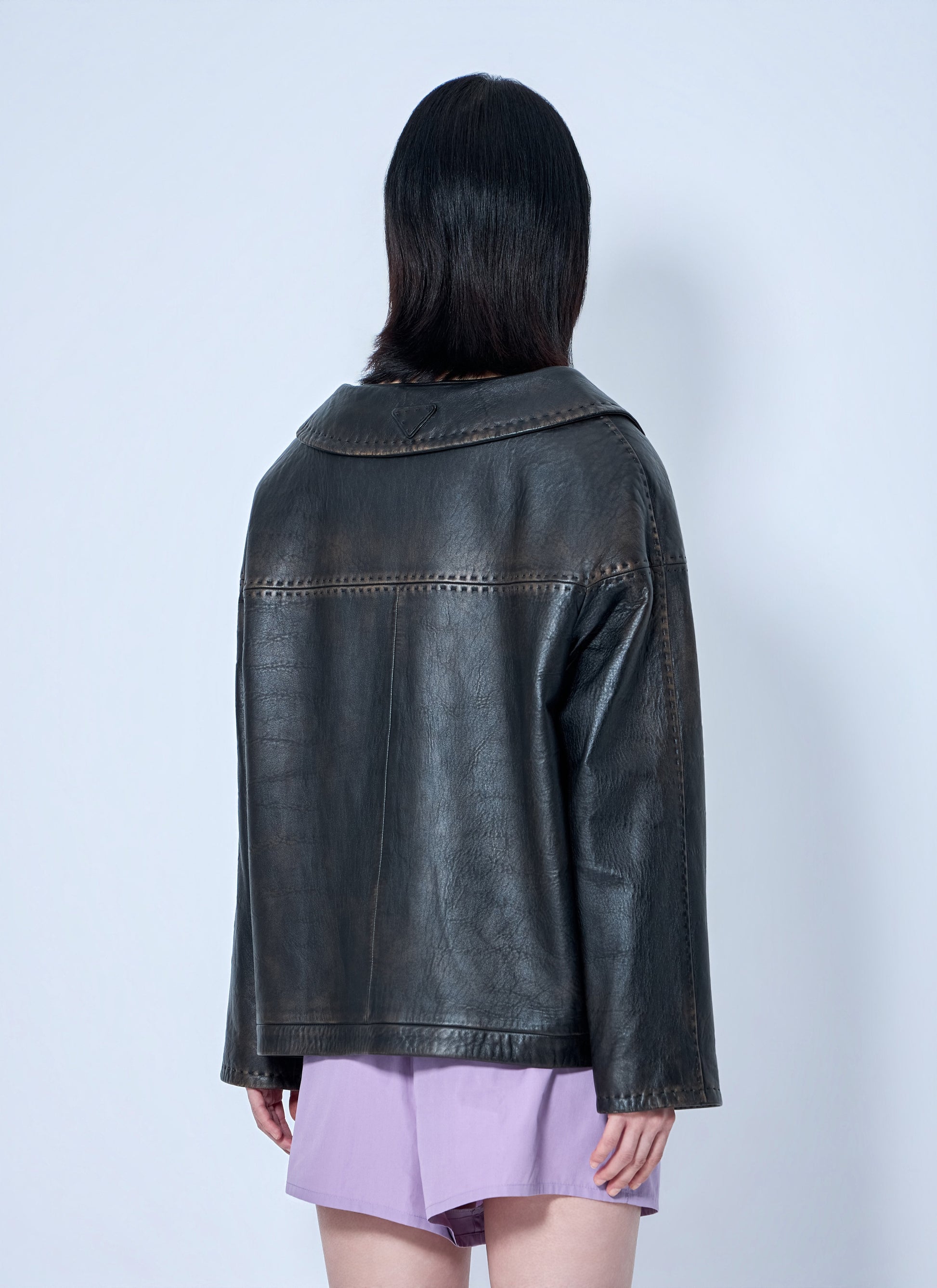 Prada Women Leather Button-Up Jacket PRADA