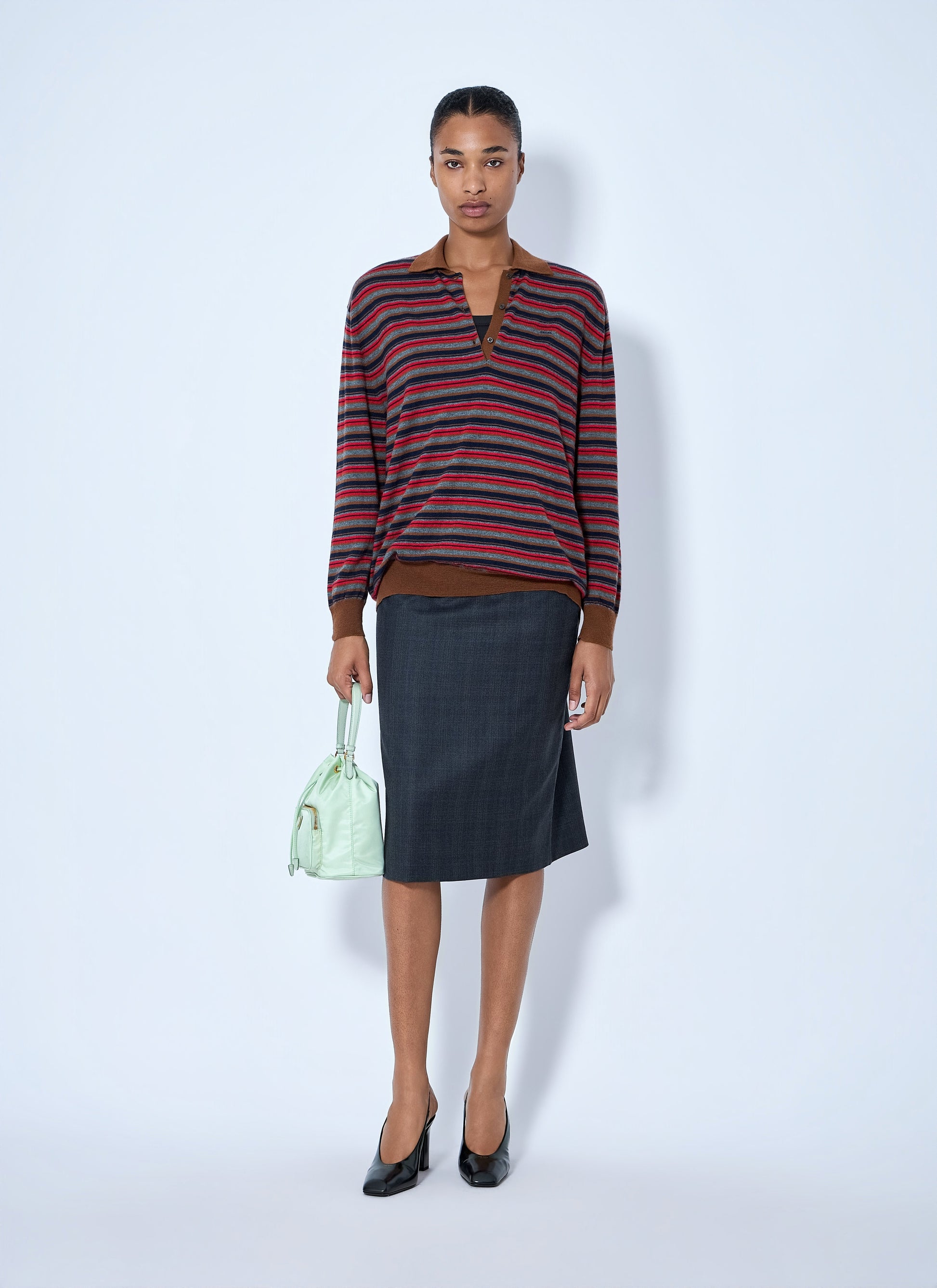 Prada Women Striped Polo Sweater PRADA