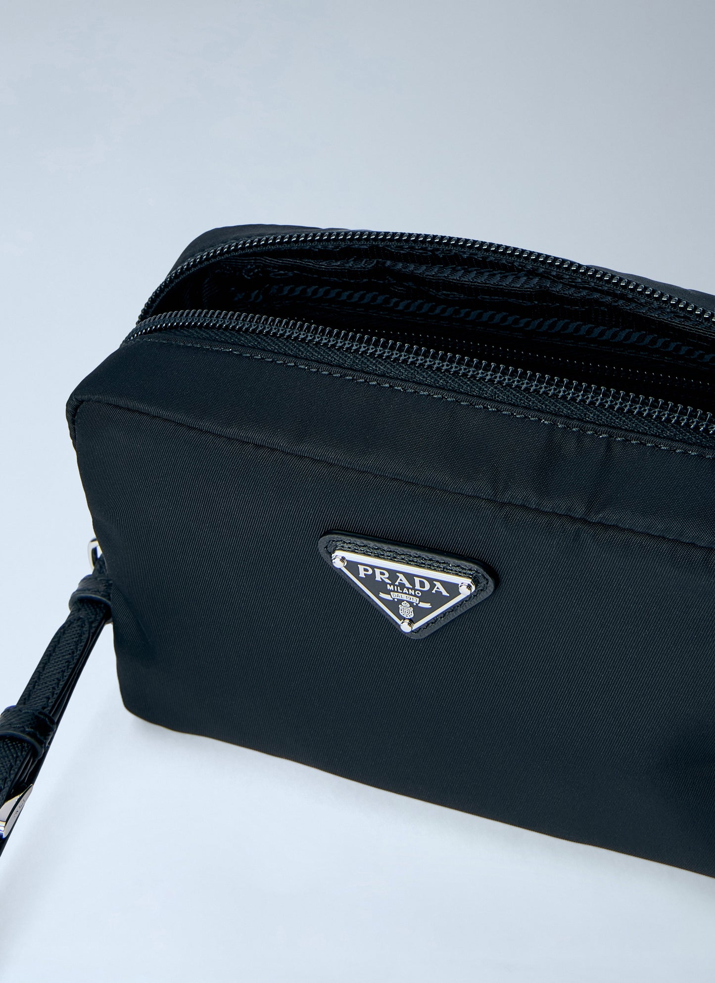 Prada Women Compact Nylon Pouch With Logo Detail PRADA