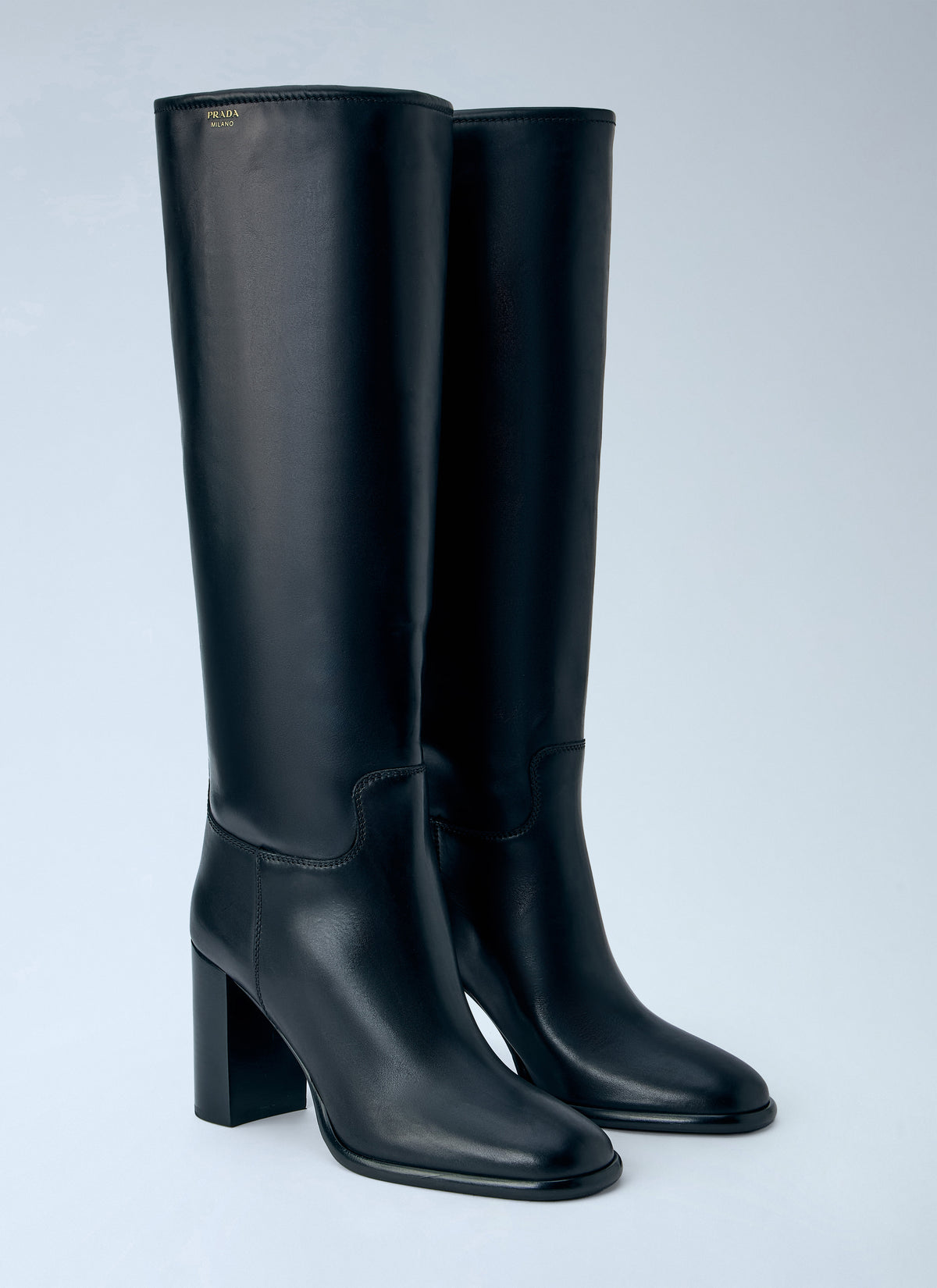 Prada Women Block Heel Leather Boots PRADA