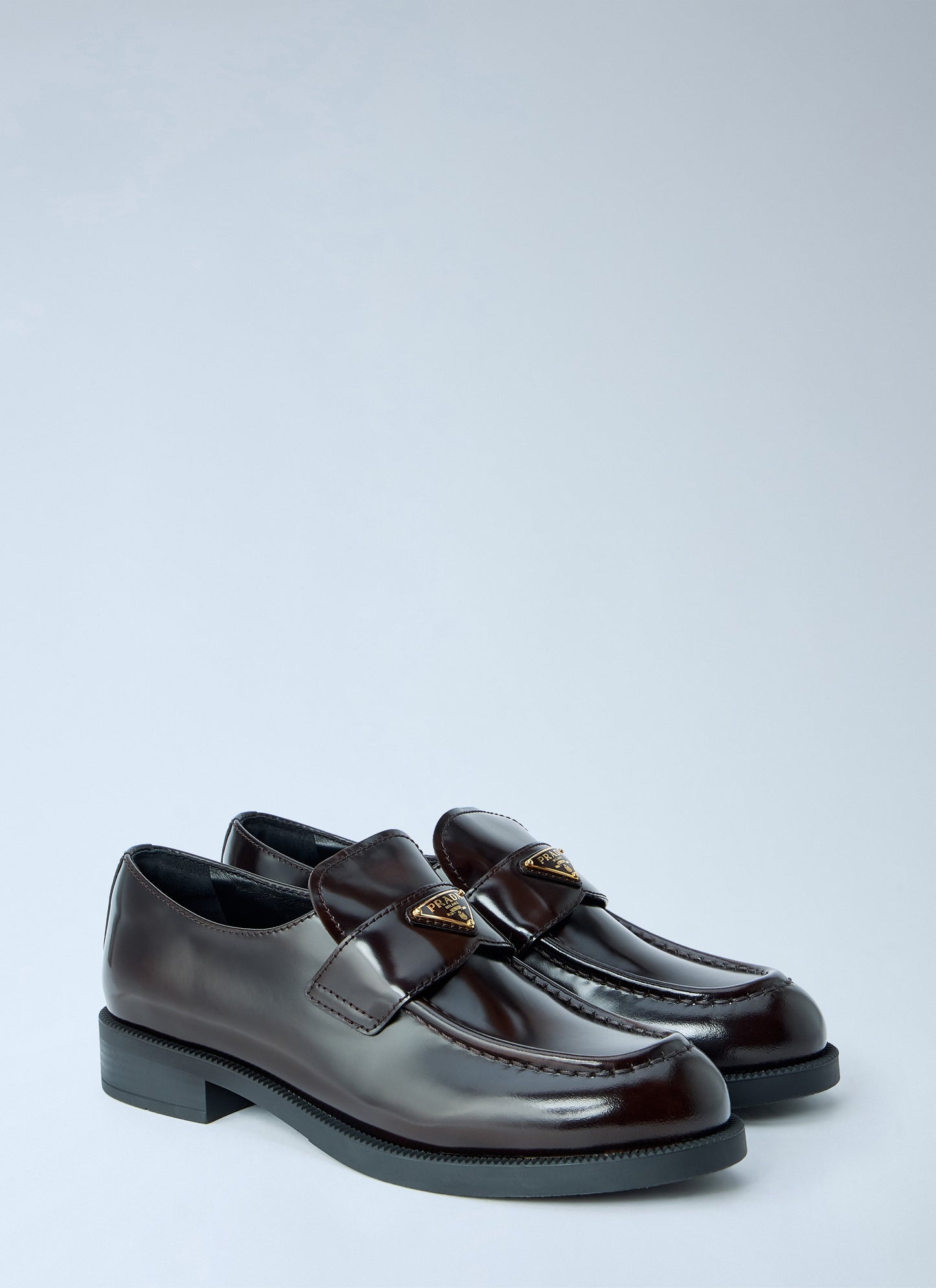 Prada Women Leather Loafers With Logo Plaque PRADA