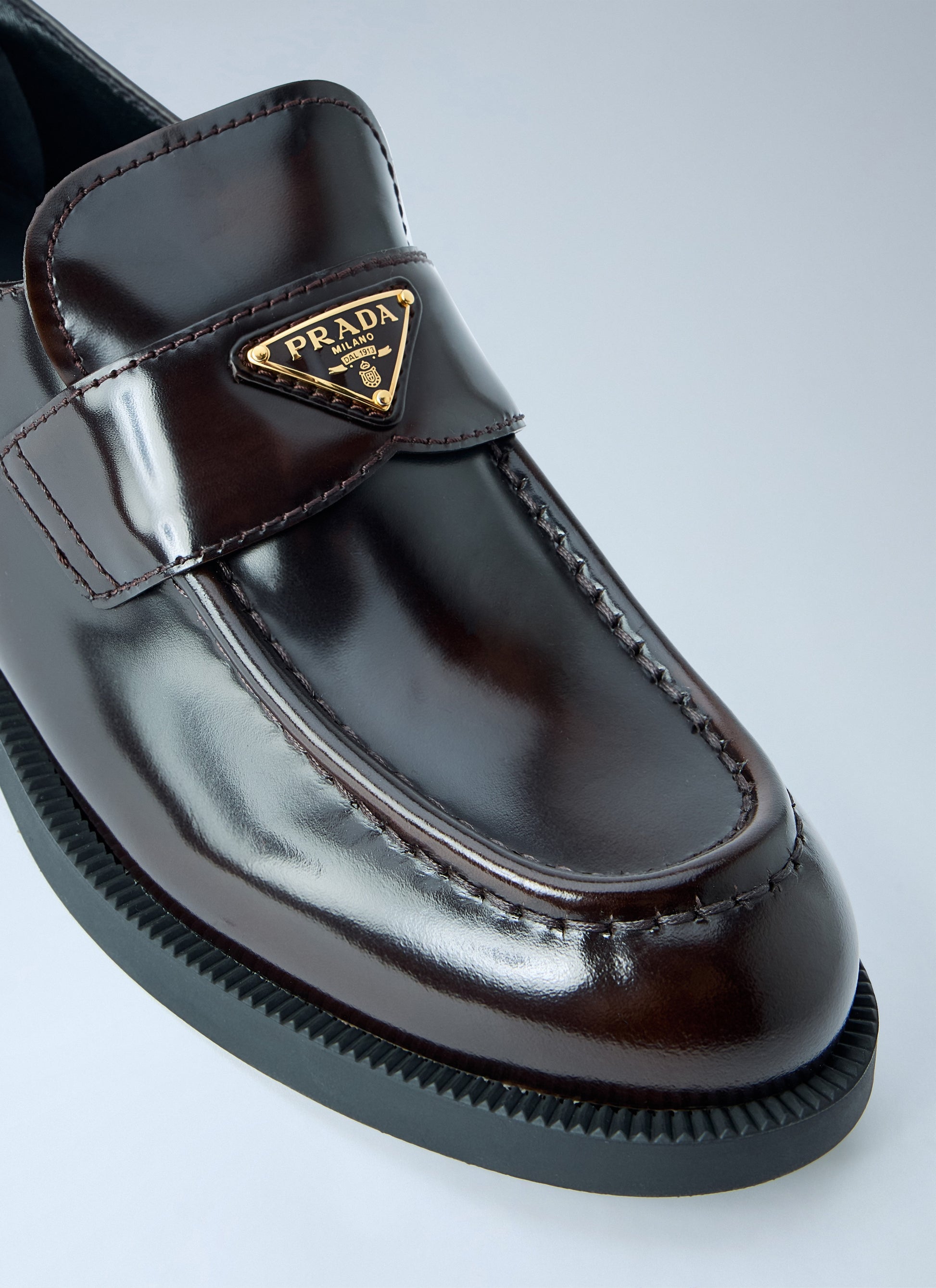Prada Women Leather Loafers With Logo Plaque PRADA