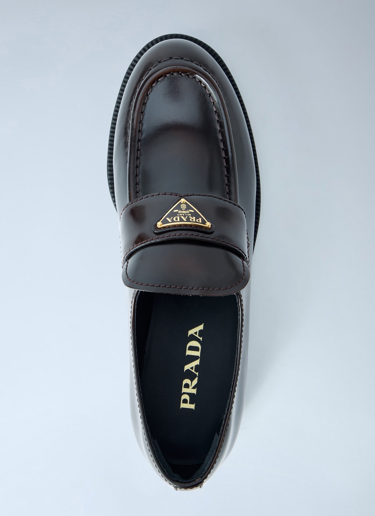 Prada Women Leather Loafers With Logo Plaque PRADA