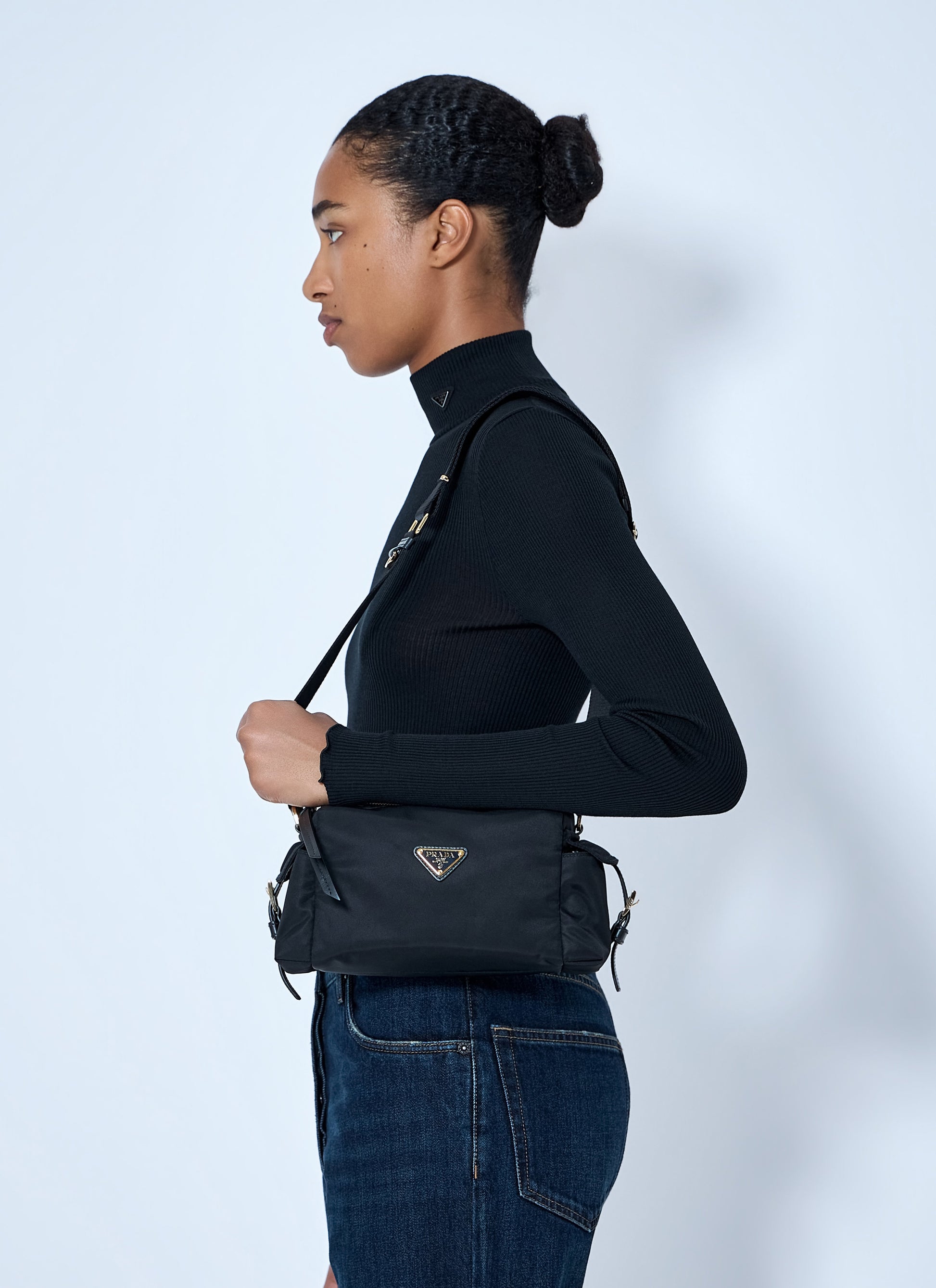 Prada Women Explore Small Re-Nylon And Leather Shoulder Bag PRADA