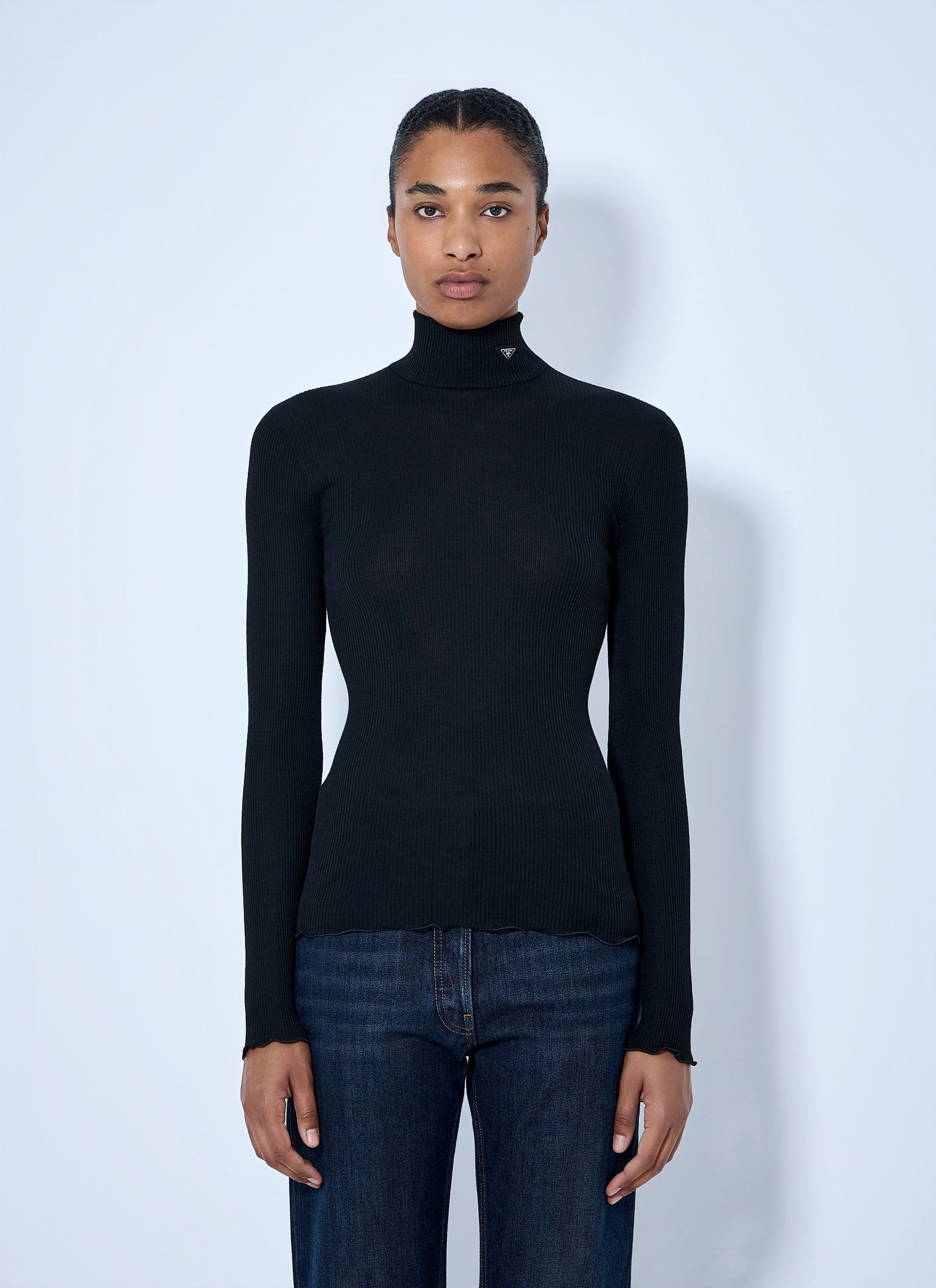 Prada Women Ribbed Turtleneck Top PRADA