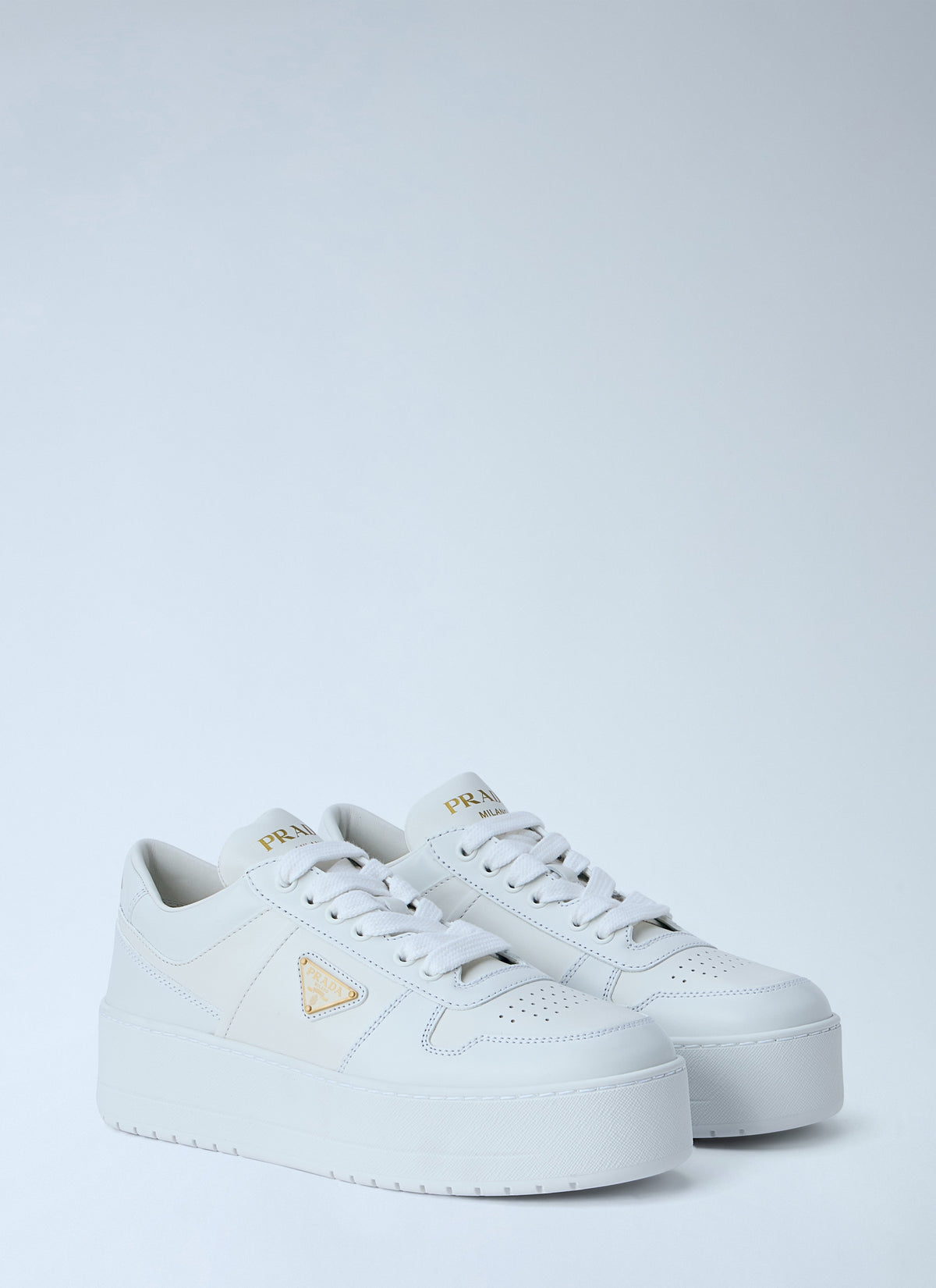 Prada Women Downtown Bold Leather Sneakers PRADA