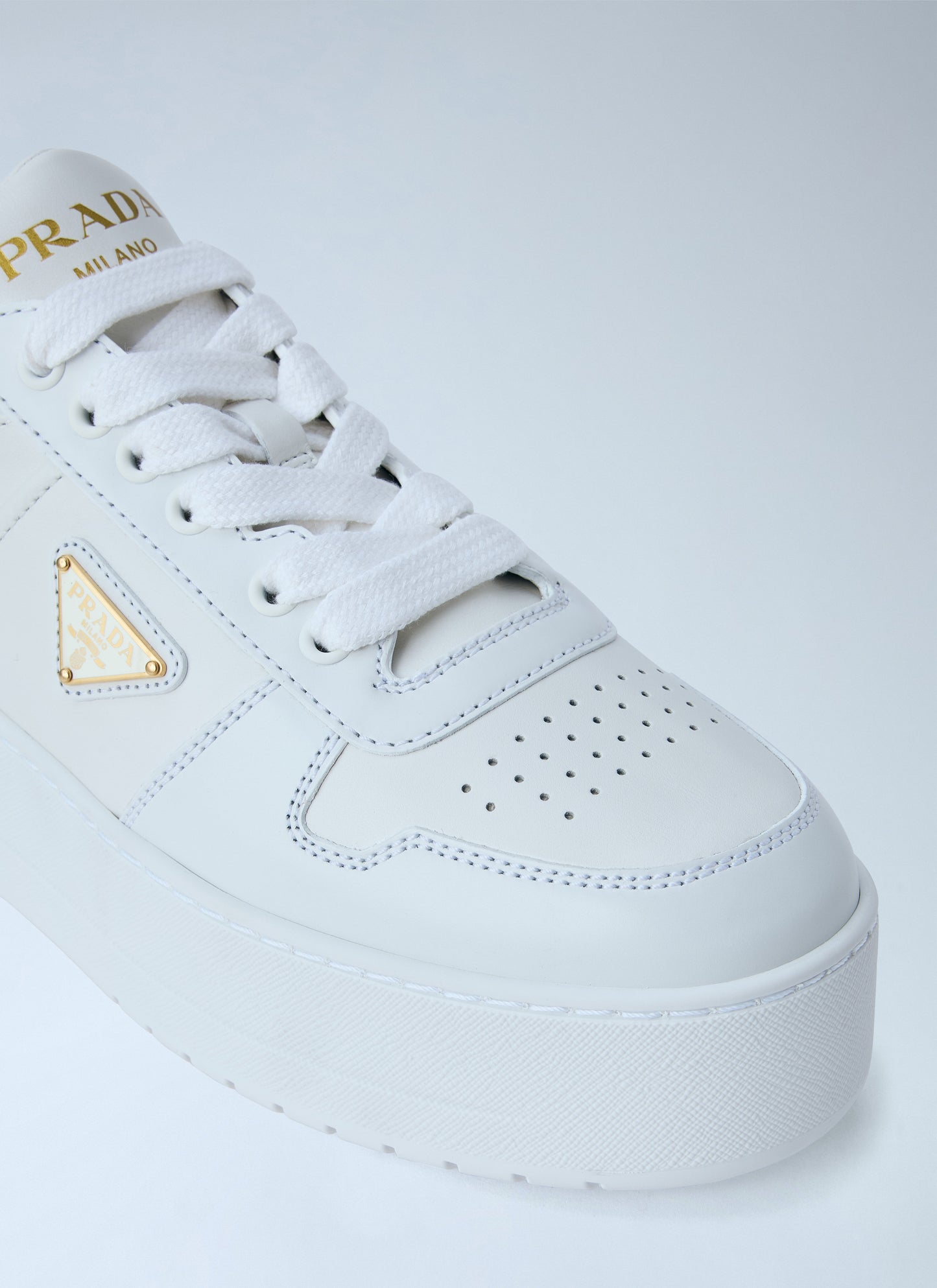Prada Women Downtown Bold Leather Sneakers PRADA