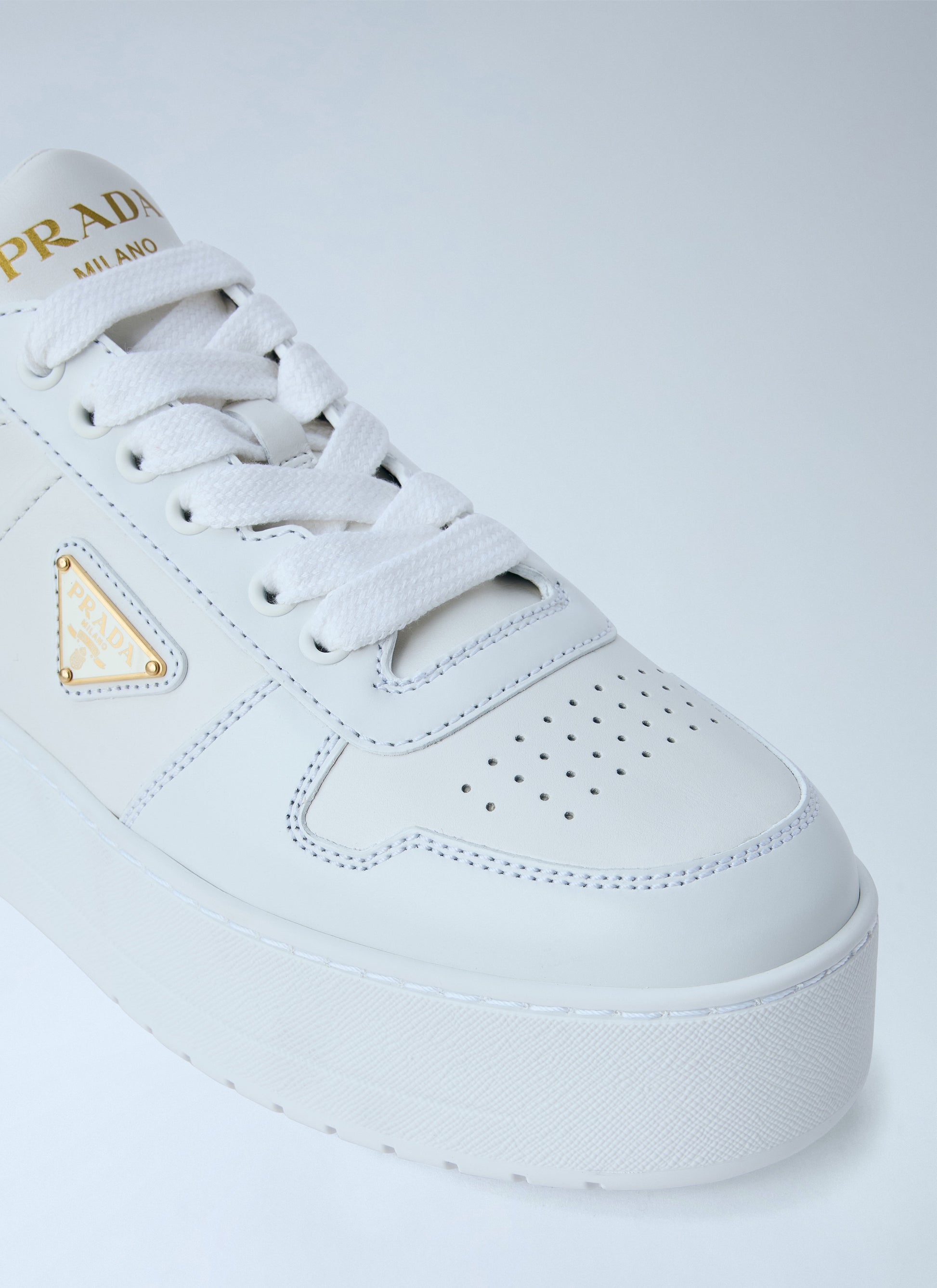 Prada Women Downtown Bold Leather Sneakers PRADA