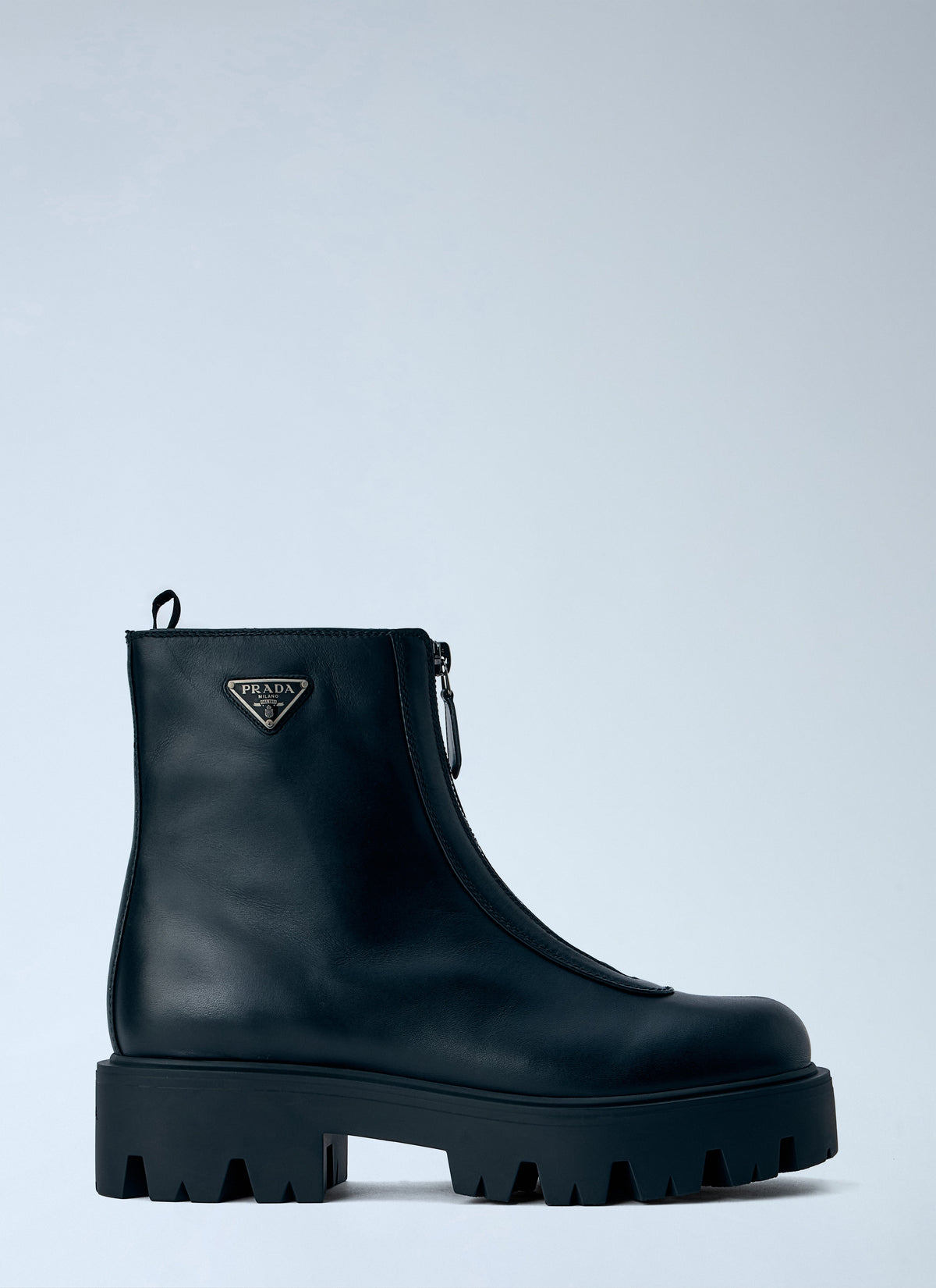 Prada Women Leather Zipper Booties PRADA