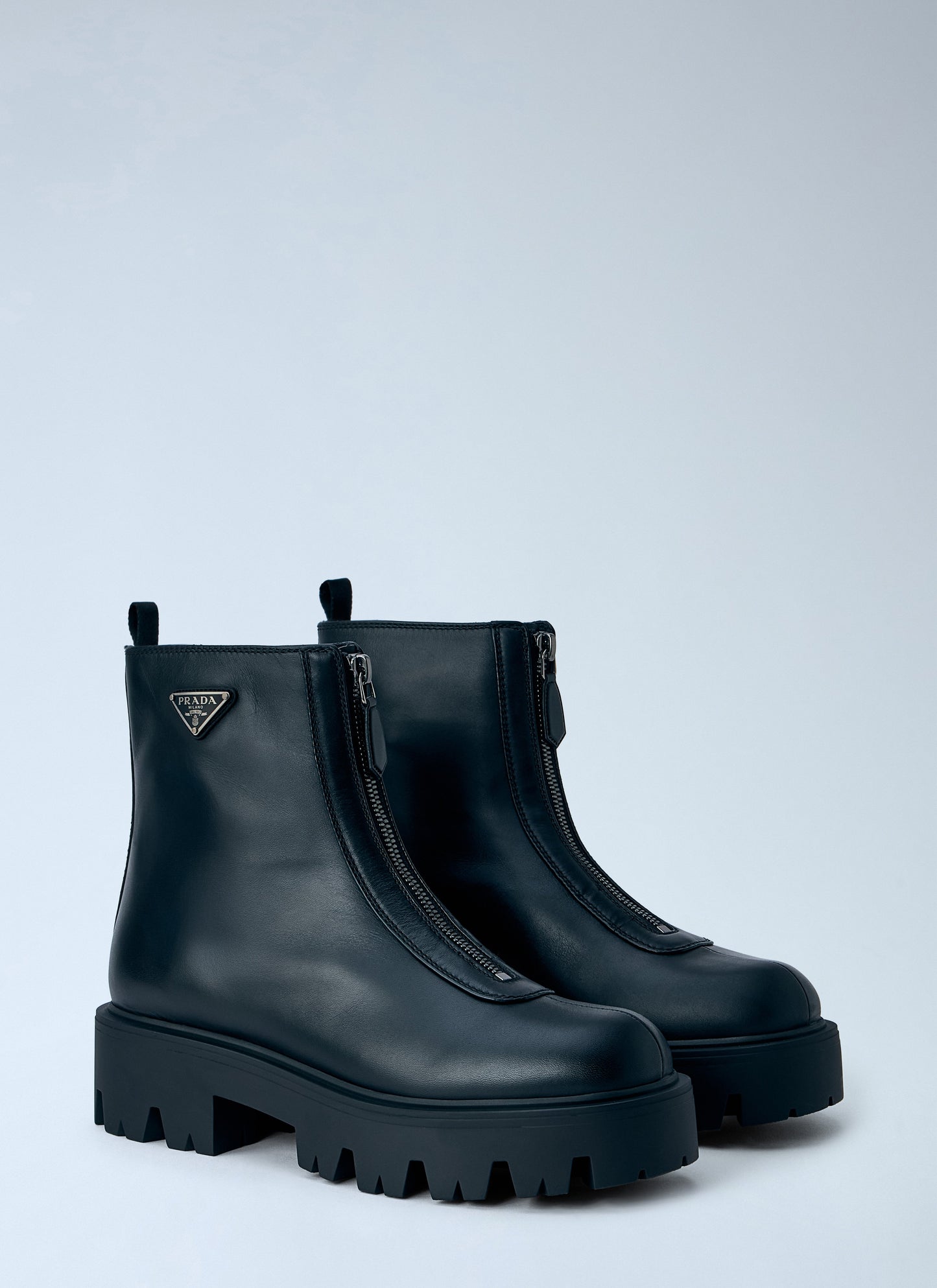 Prada Women Leather Zipper Booties PRADA