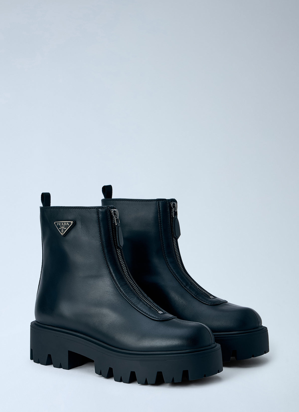 Prada Women Leather Zipper Booties PRADA
