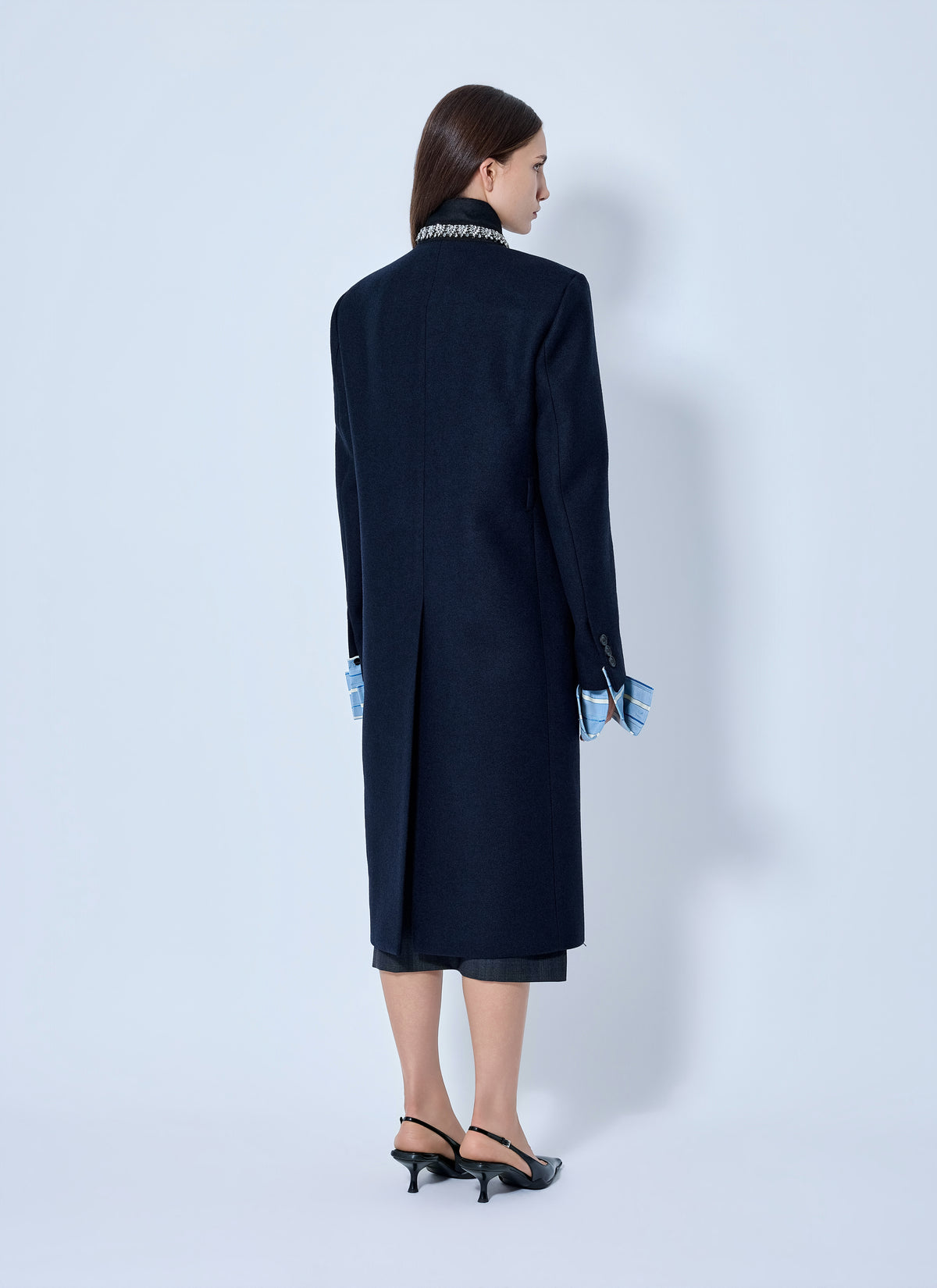 Prada Women Single-Breasted Embroidered Double Wool Coat PRADA