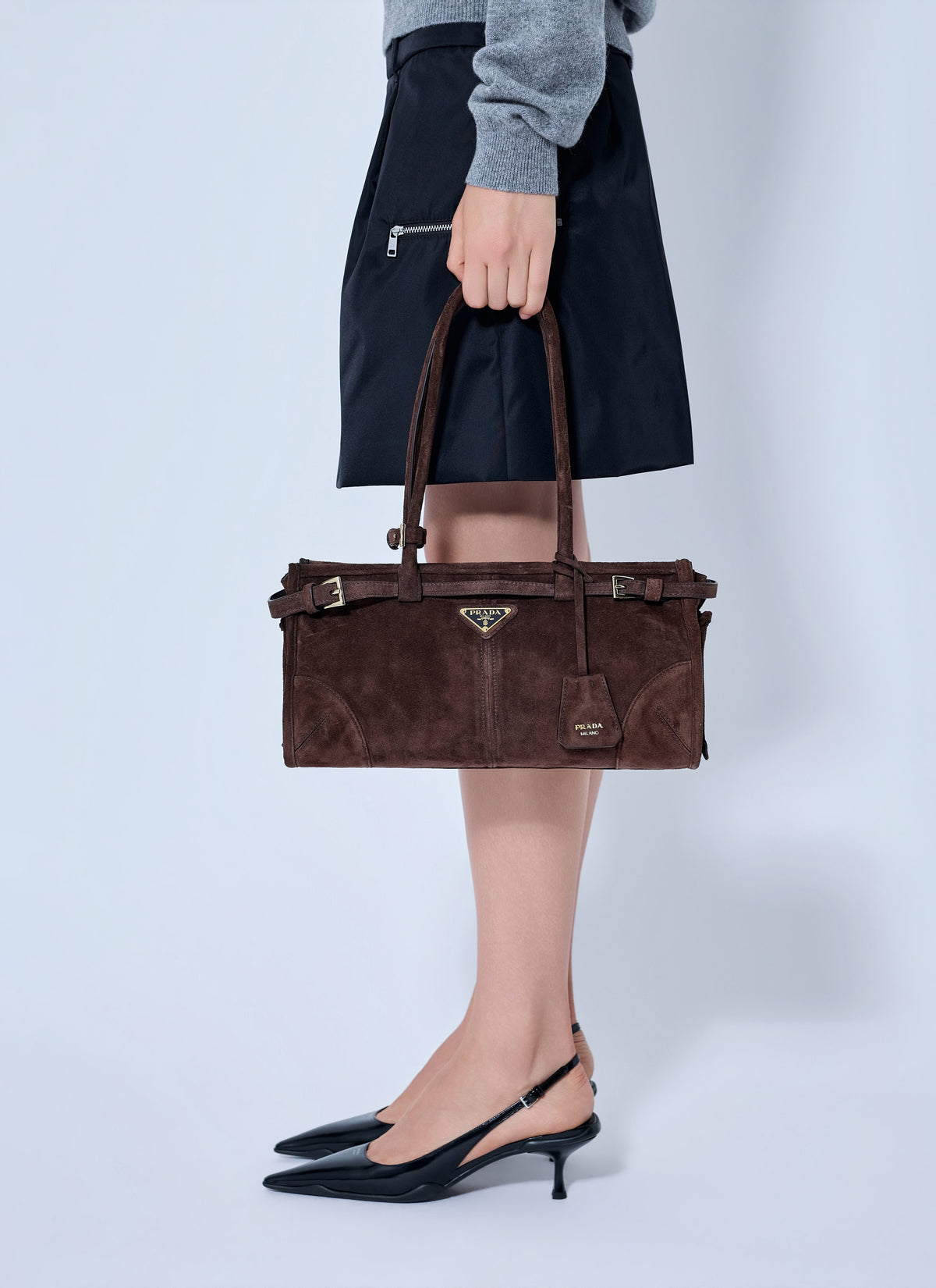 Prada Women Medium Bonnie Suede Leather Handbag PRADA