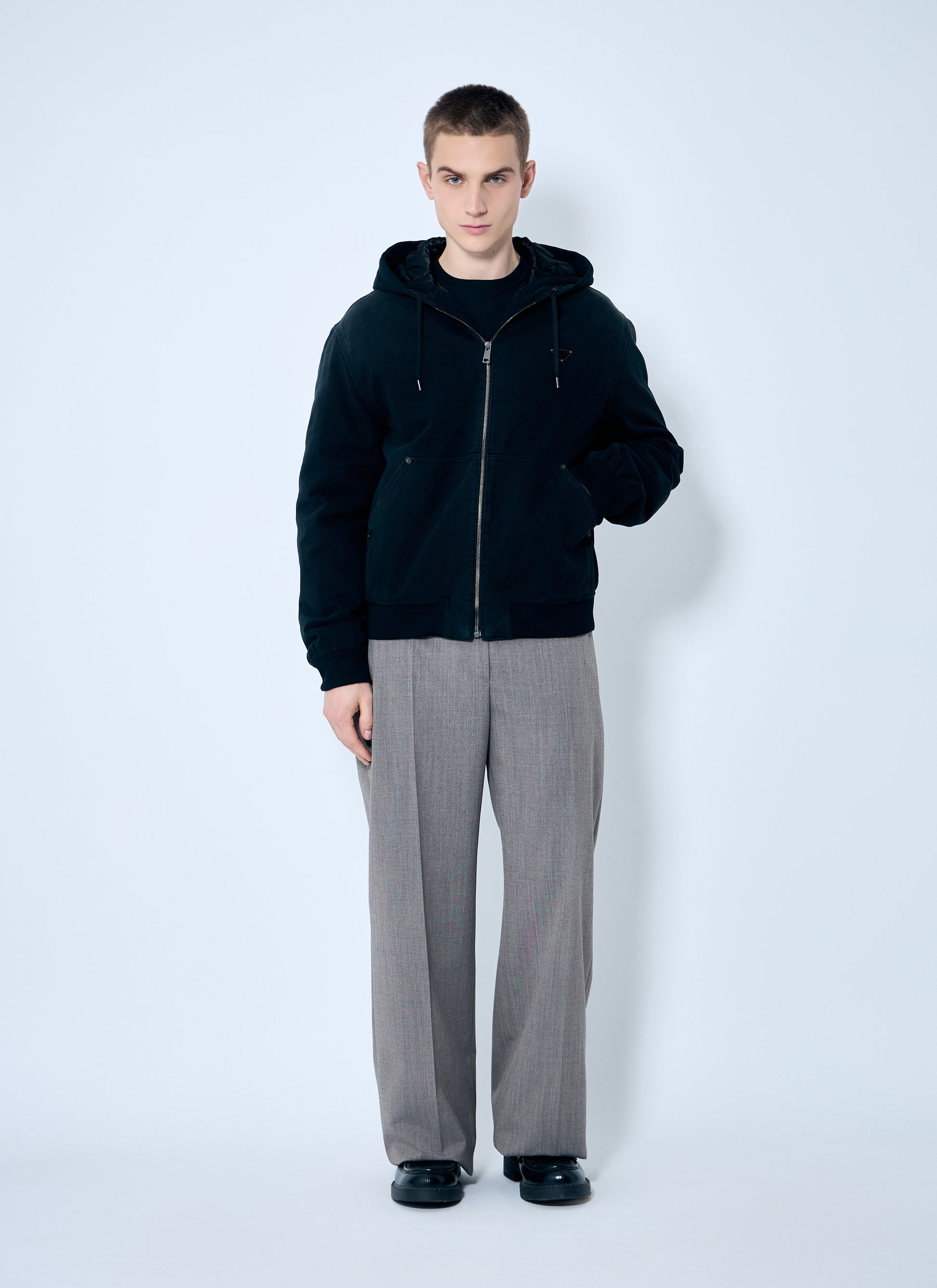 Prada Men Belted Tailored Wool-Blend Pants PRADA